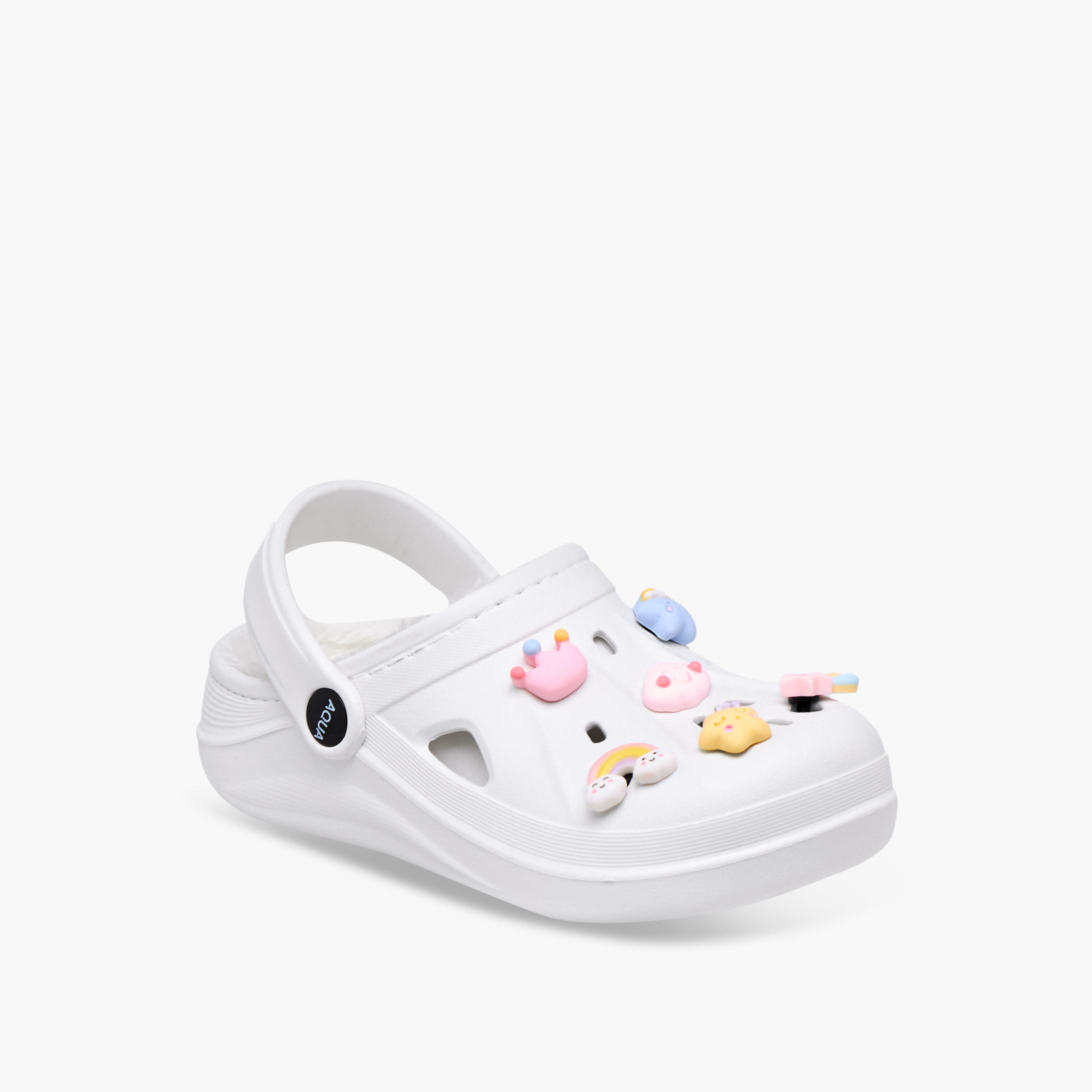 Aqua Jibbitz Charm Fur Detail Clogs with Backstrap-girls-shoes-sandals-image-2