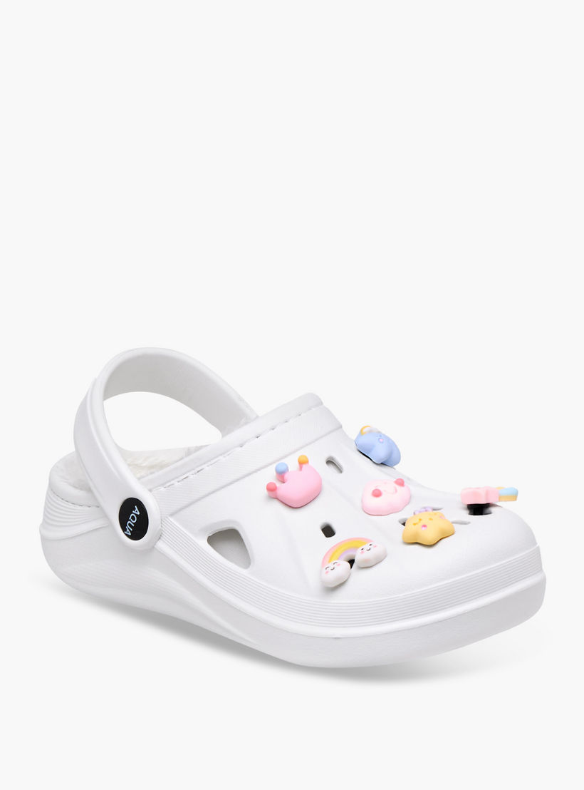 Aqua Jibbitz Charm Fur Detail Clogs with Backstrap-girls-shoes-sandals-image-2