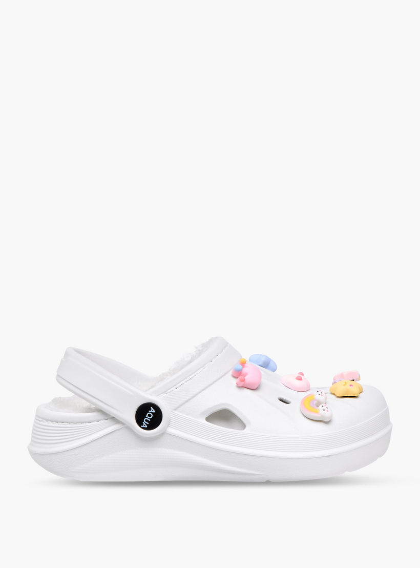 Aqua Jibbitz Charm Fur Detail Clogs with Backstrap-girls-shoes-sandals-image-3