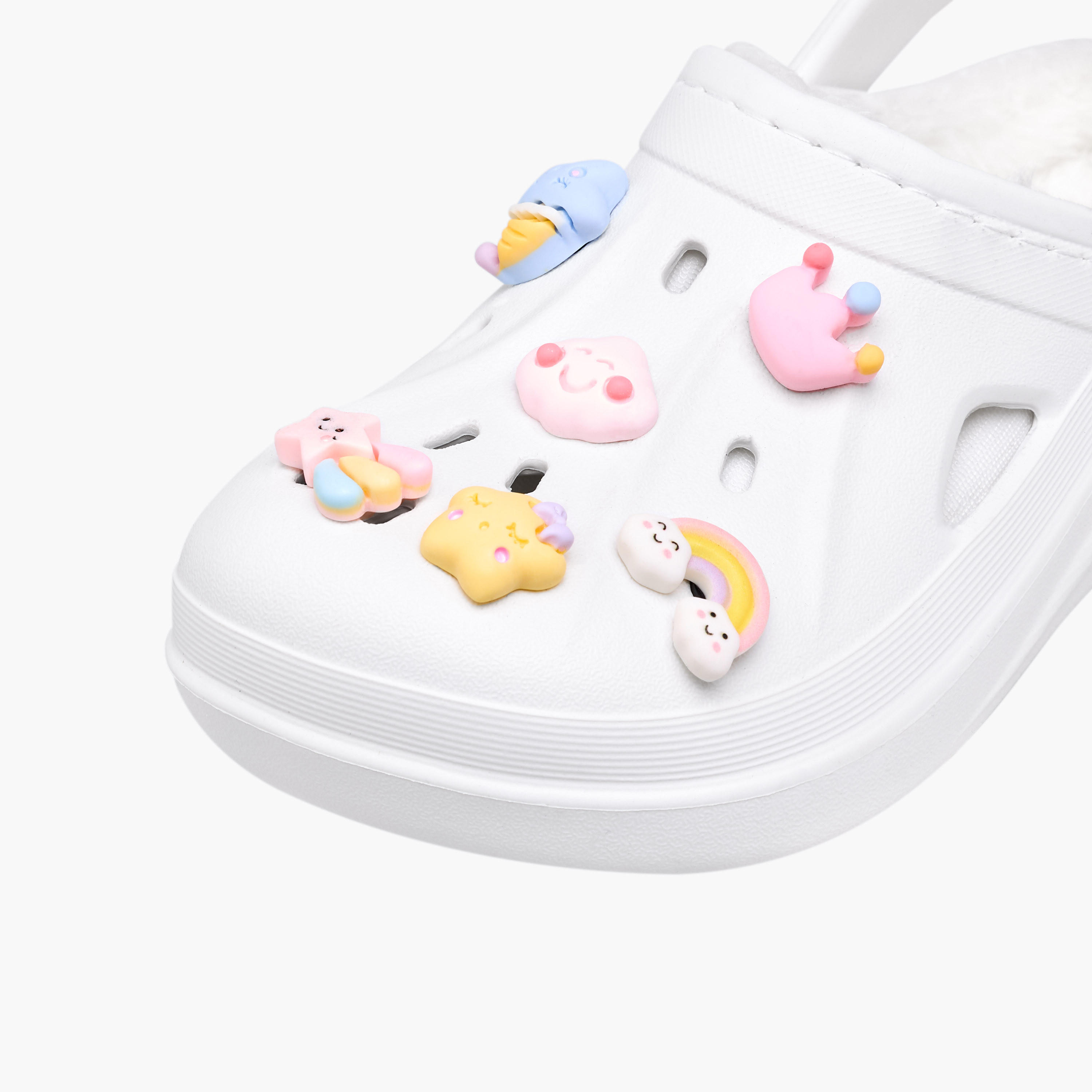 Aqua Jibbitz Charm Fur Detail Clogs with Backstrap-girls-shoes-sandals-image-4