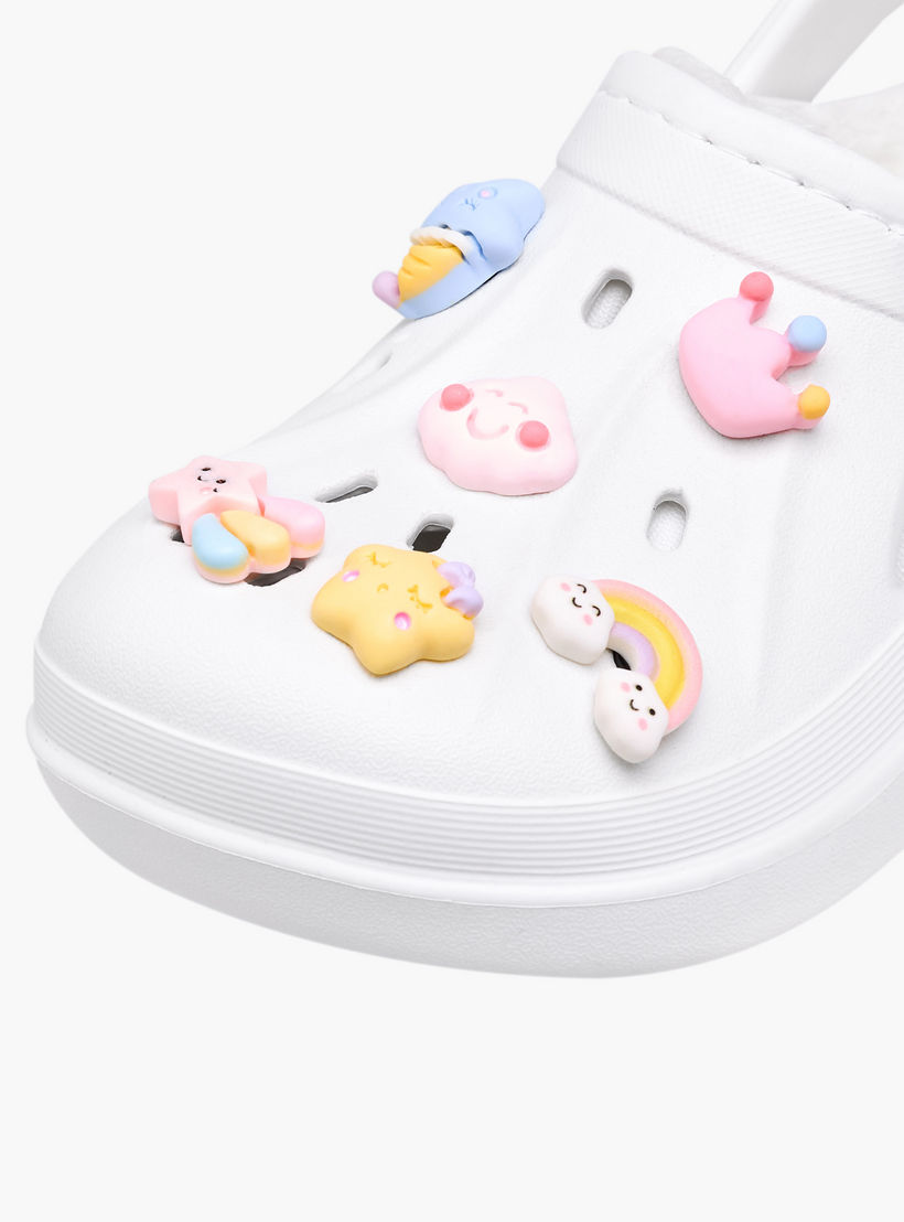 Aqua Jibbitz Charm Fur Detail Clogs with Backstrap-girls-shoes-sandals-image-4