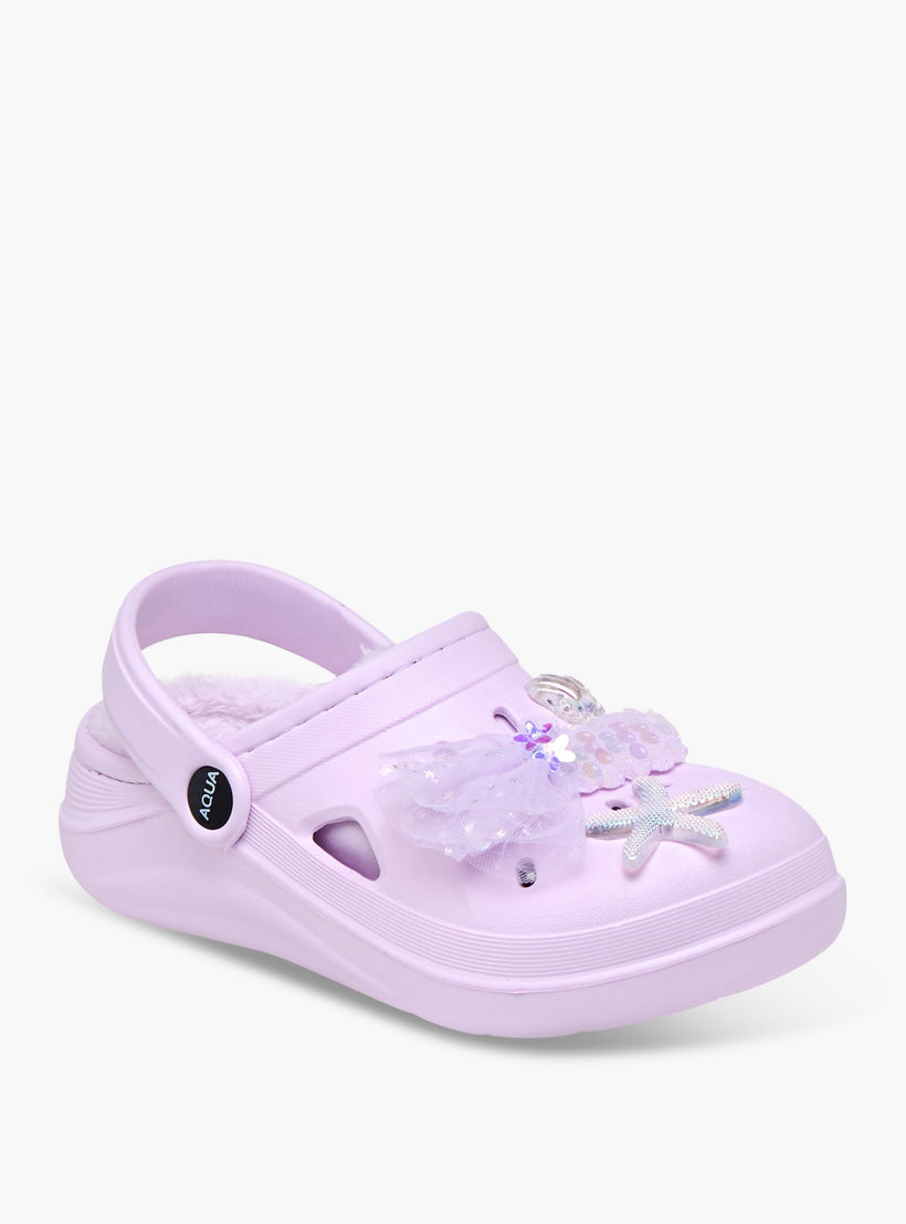 صندل كلوج بحزام خلفي وتفاصيل فرو وجيبيتز من أكوا-girls-shoes-sandals-image-7