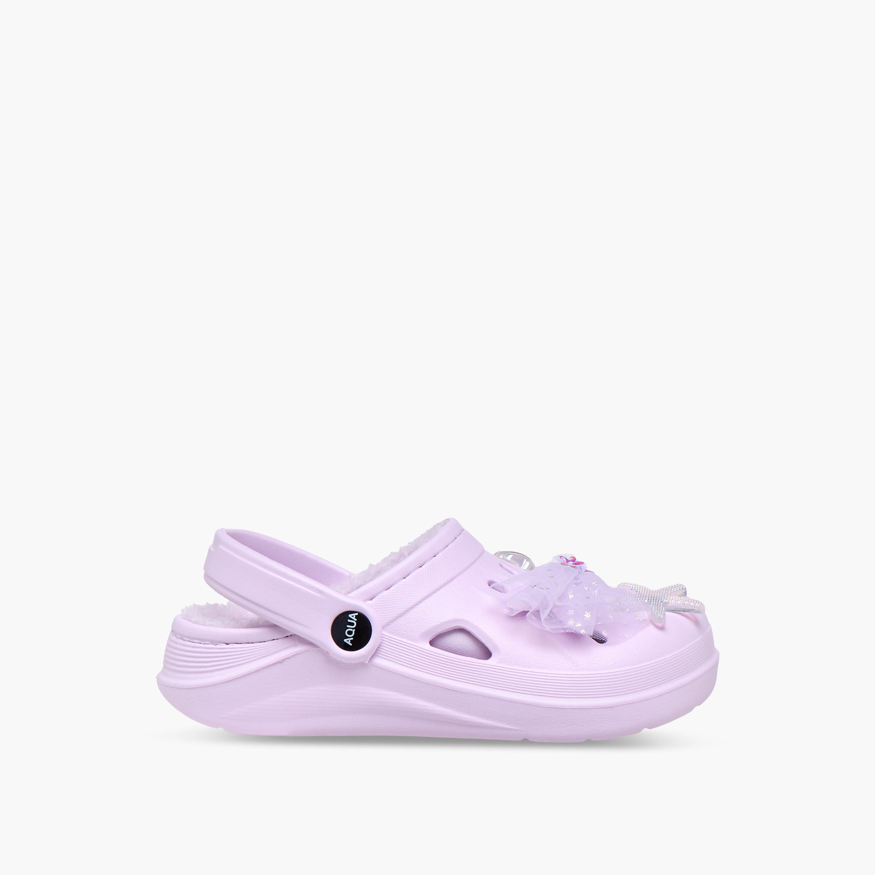 صندل كلوج بحزام خلفي وتفاصيل فرو وجيبيتز من أكوا-girls-shoes-sandals-image-3