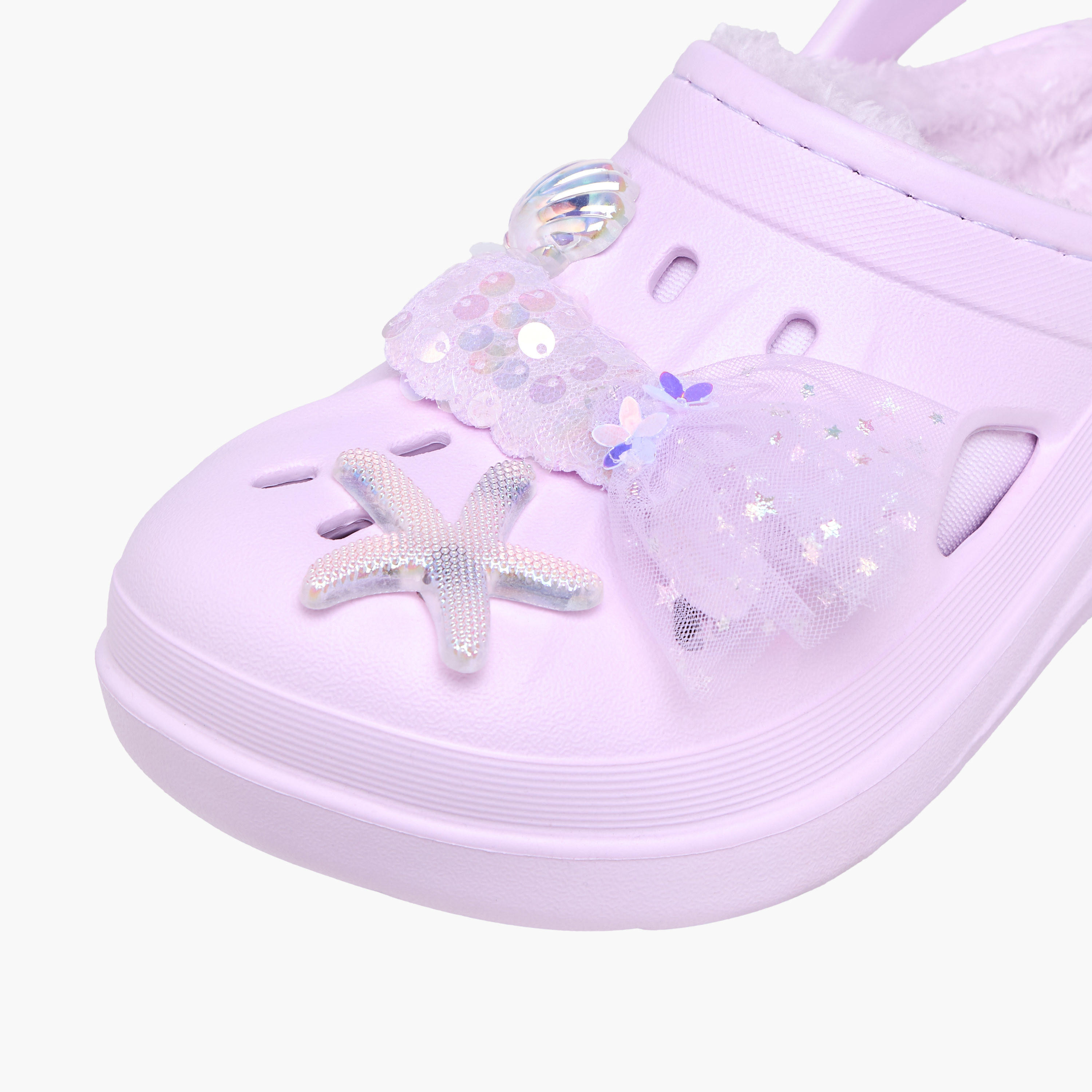 صندل كلوج بحزام خلفي وتفاصيل فرو وجيبيتز من أكوا-girls-shoes-sandals-image-4