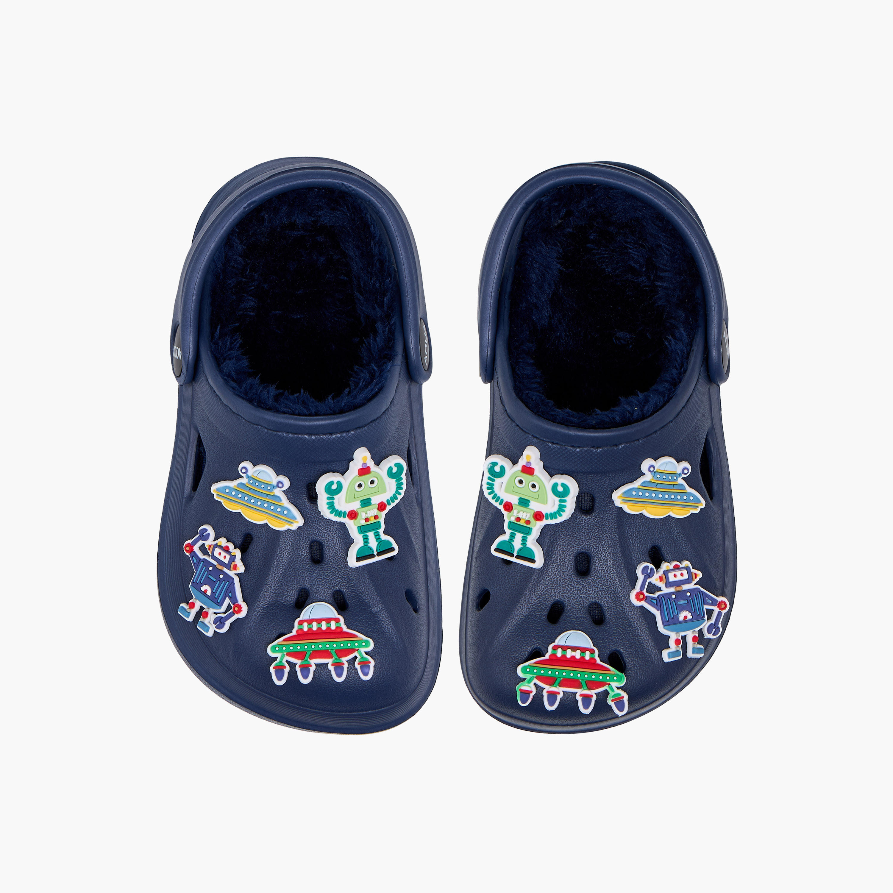Aqua Jibbitz Faux Fur Clogs with Backstrap-boys-shoes-sandals-image-1
