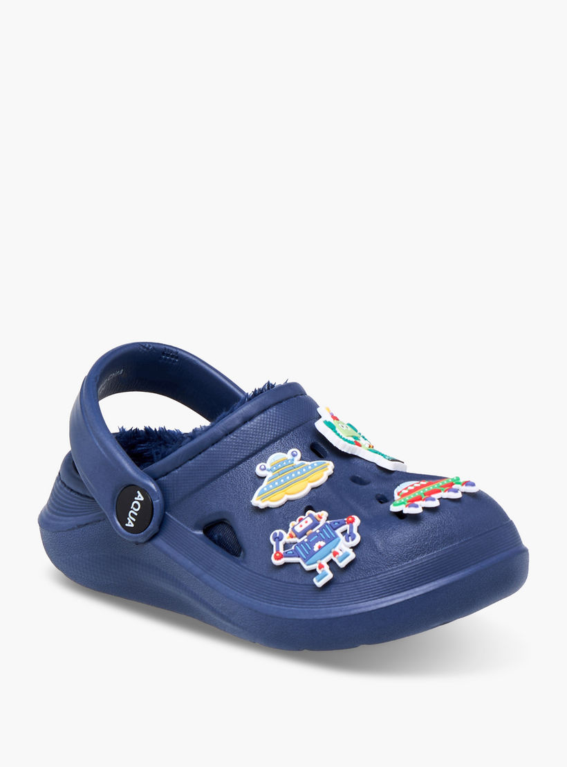 Aqua Jibbitz Faux Fur Clogs with Backstrap-boys-shoes-sandals-image-2