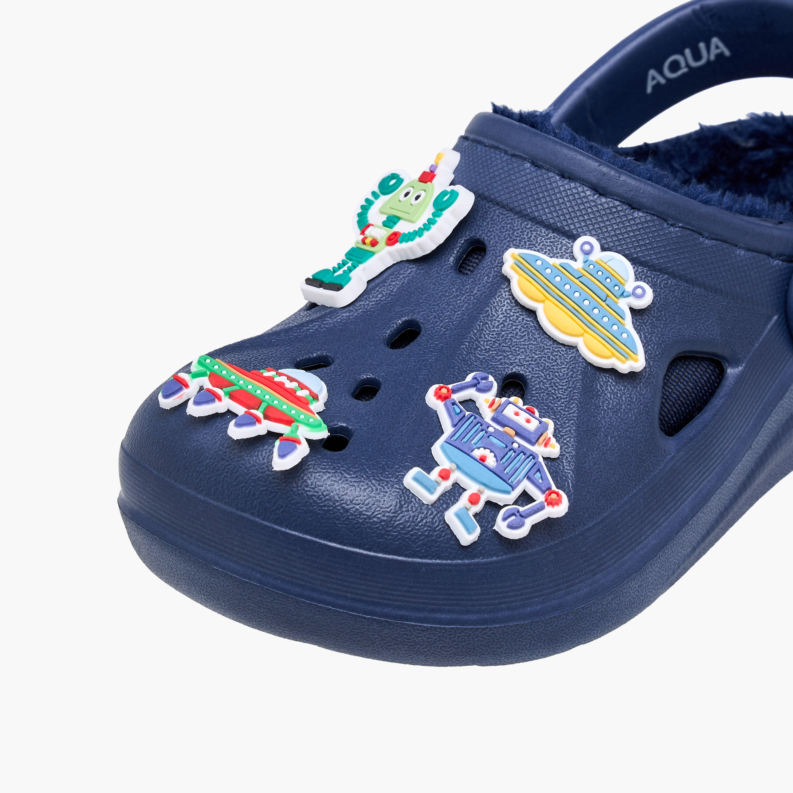 Aqua Jibbitz Faux Fur Clogs with Backstrap-boys-shoes-sandals-image-4