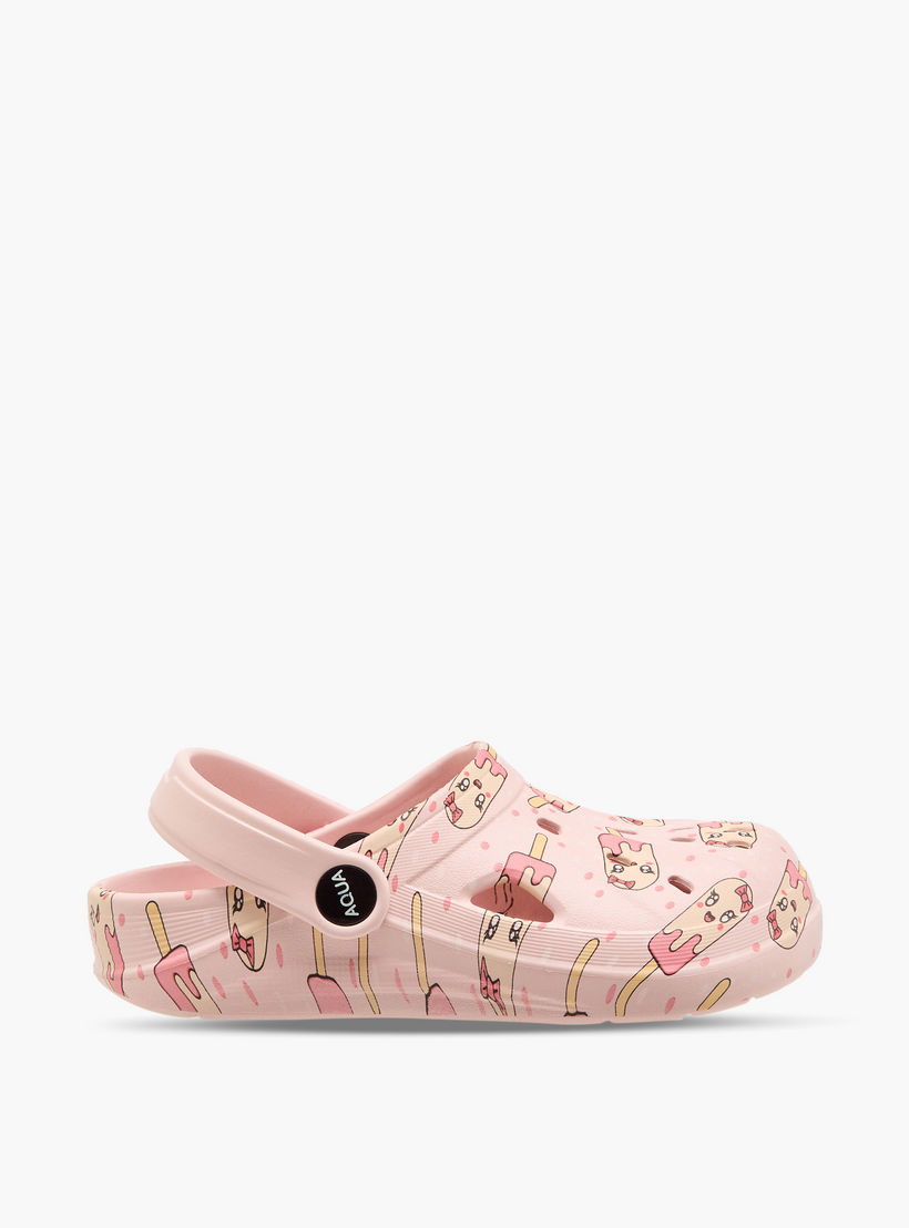 Aqua Girls Ice Cream Print Clogs-girls-shoes-sandals-image-2