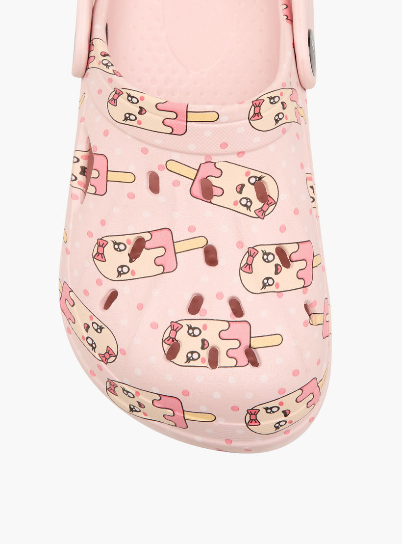 Aqua Girls Ice Cream Print Clogs-girls-shoes-sandals-image-3