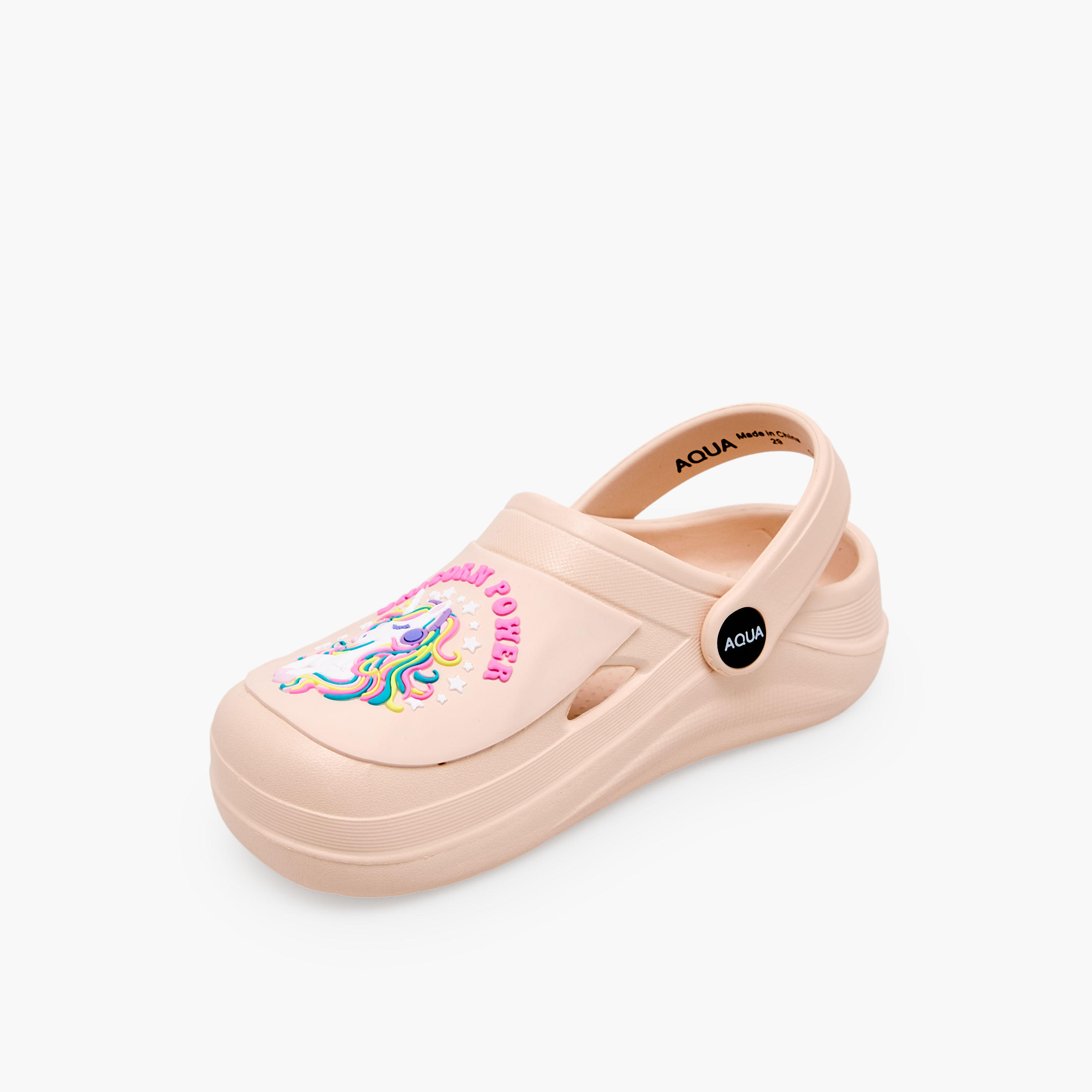 Aqua Girls Unicorn Applique Clogs-girls-shoes-sandals-image-4