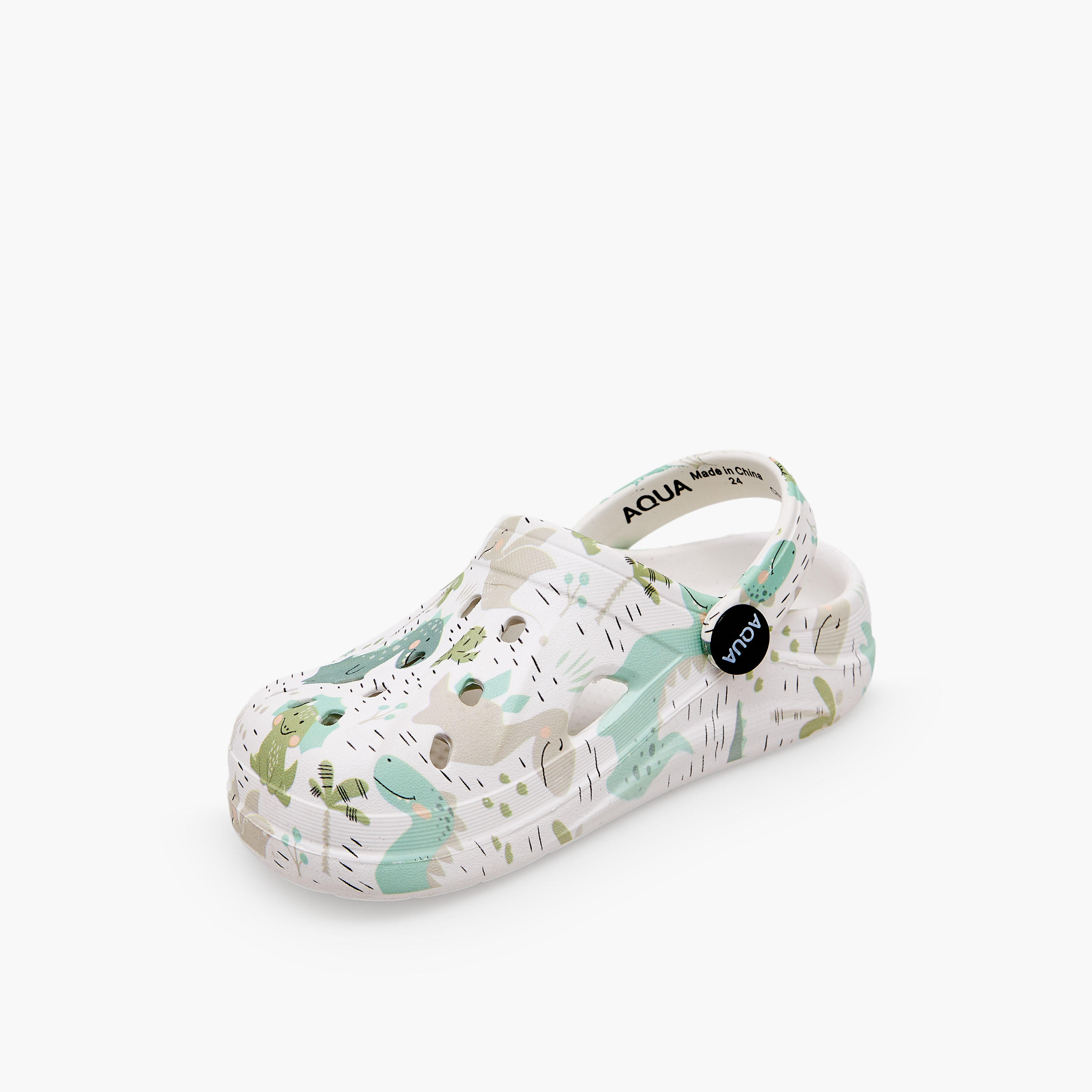 Aqua Boys Dinosaur Print Clogs-boys-shoes-sandals-image-4