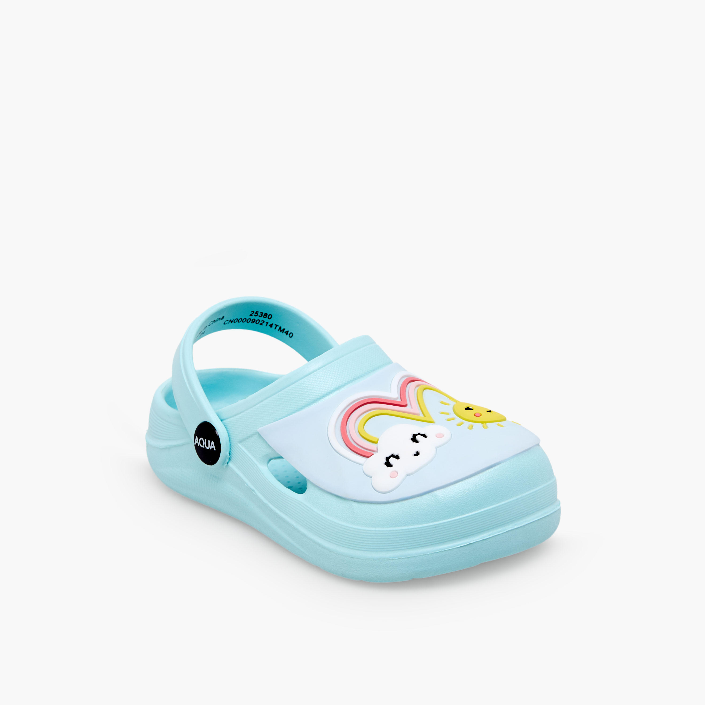 Aqua Girls Rainbow Applique Clogs-girls-shoes-sandals-image-2