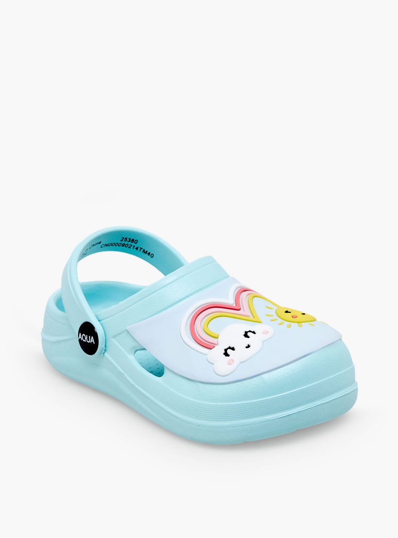 Aqua Girls Rainbow Applique Clogs-girls-shoes-sandals-image-2