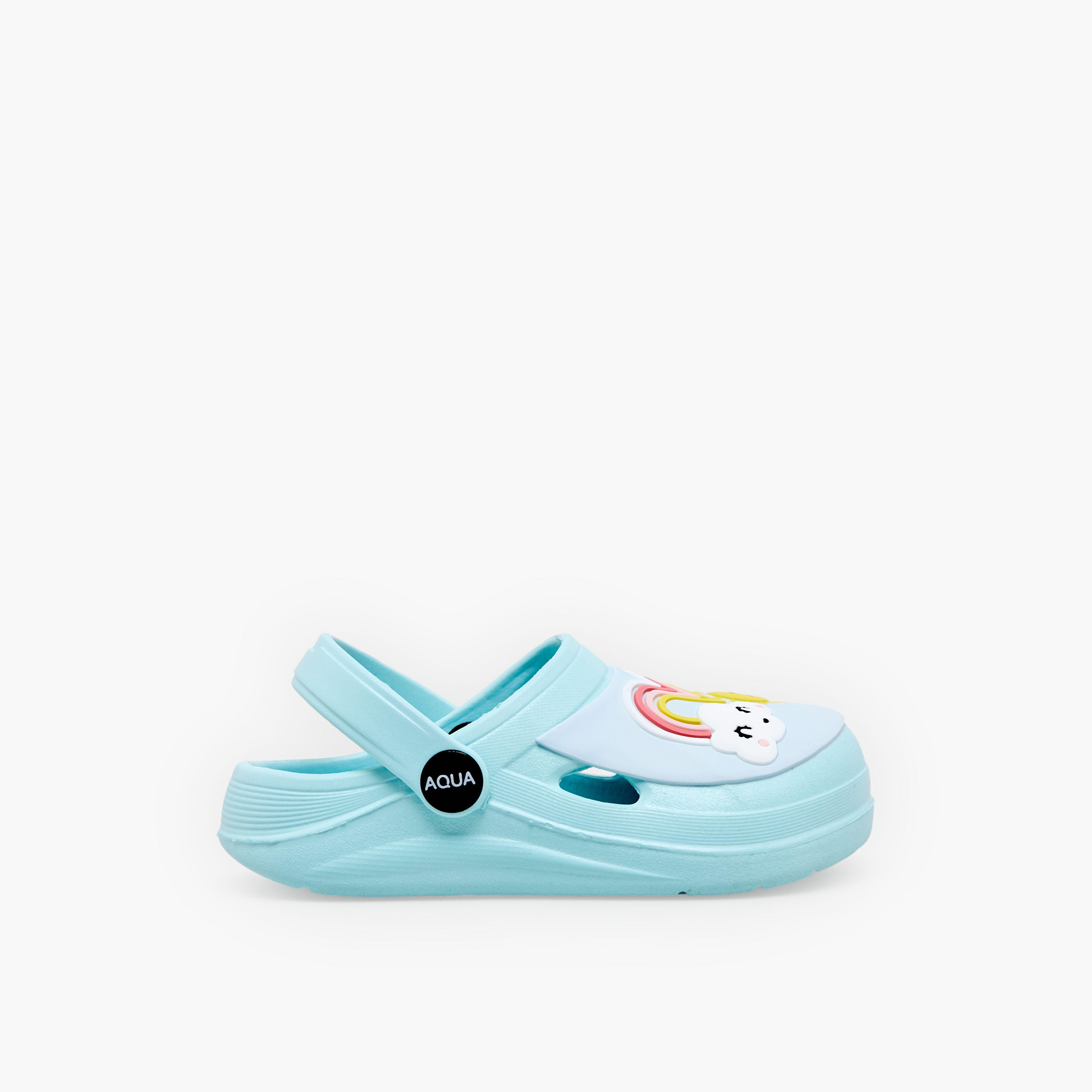 Aqua Girls Rainbow Applique Clogs-girls-shoes-sandals-image-3