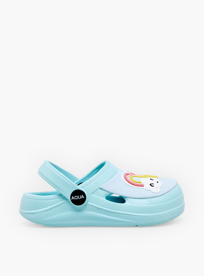 Aqua Girls Rainbow Applique Clogs-girls-shoes-sandals-image-3