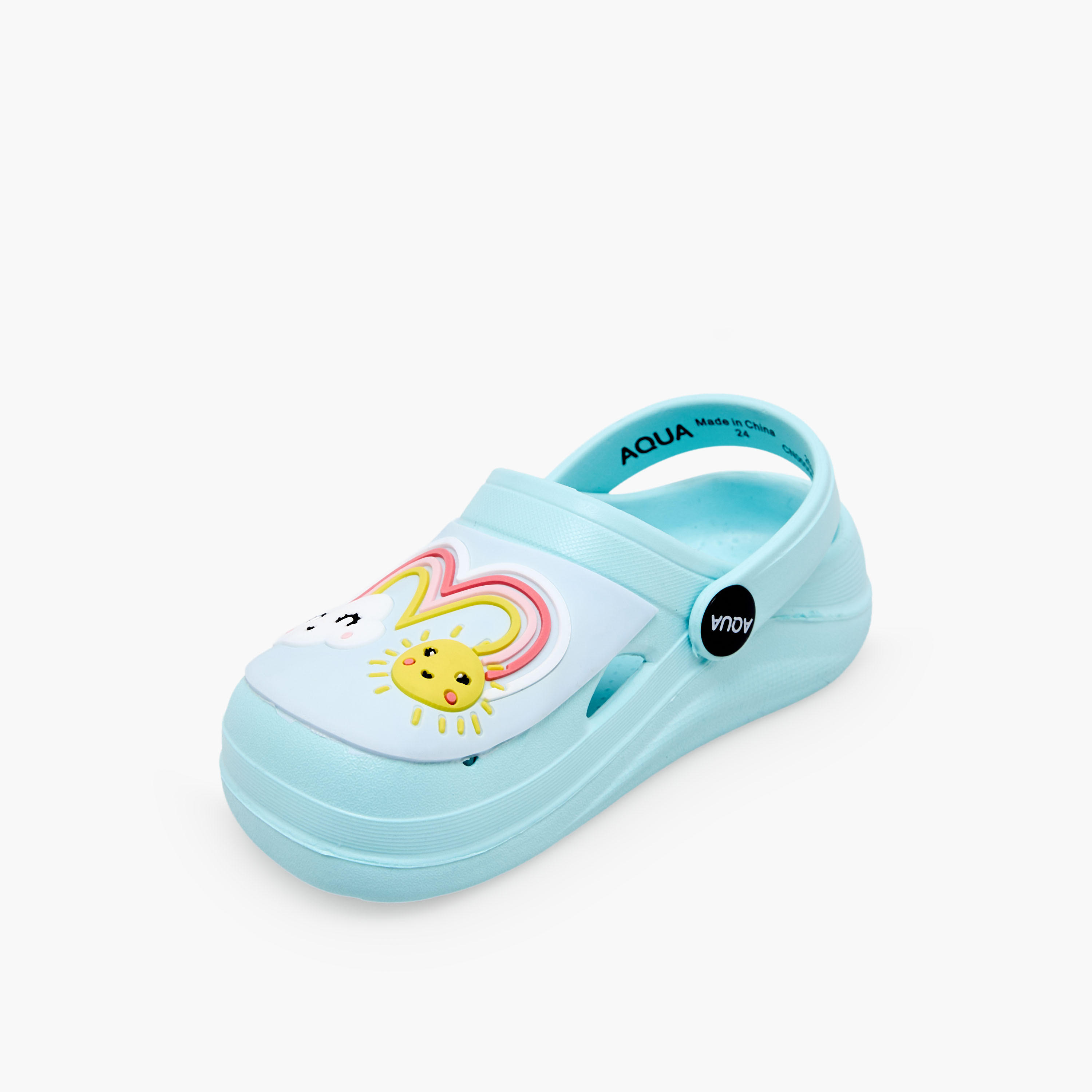 Aqua Girls Rainbow Applique Clogs-girls-shoes-sandals-image-4