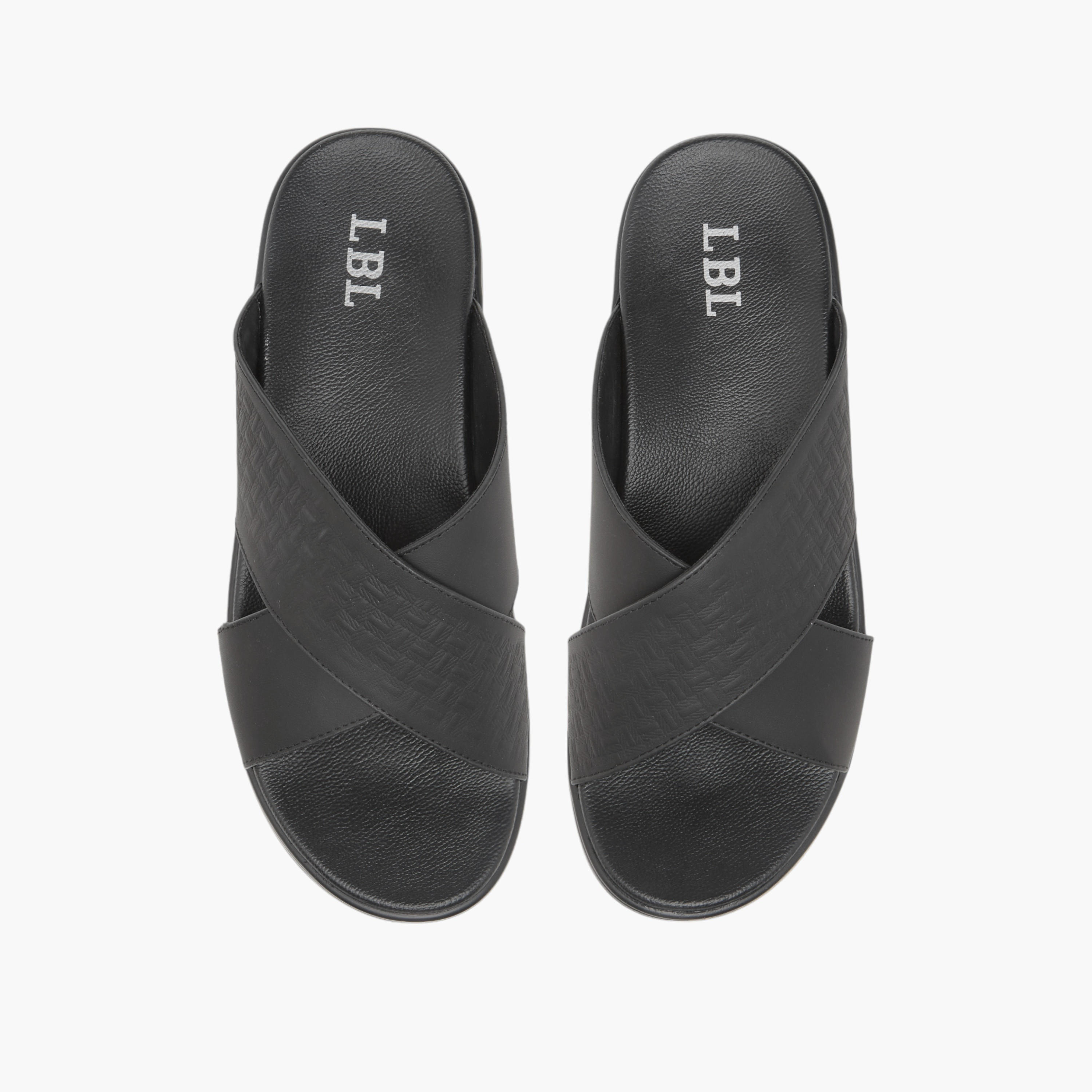 صندل مريح سهل الارتداء بارز الملمس بحزام متقاطع من إل بي إل من شو إكسبرس-men-shoes-sandals-image-1