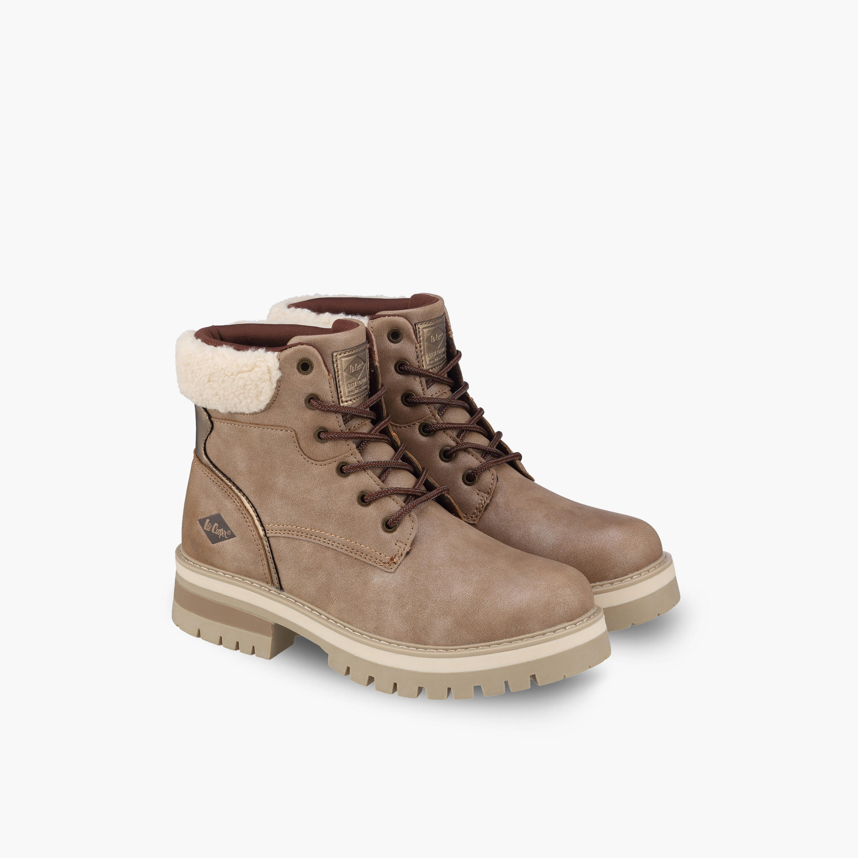 Lee Cooper Women Faux Fur Lace-Up Ankle Boots-women-shoes-boots-image-1