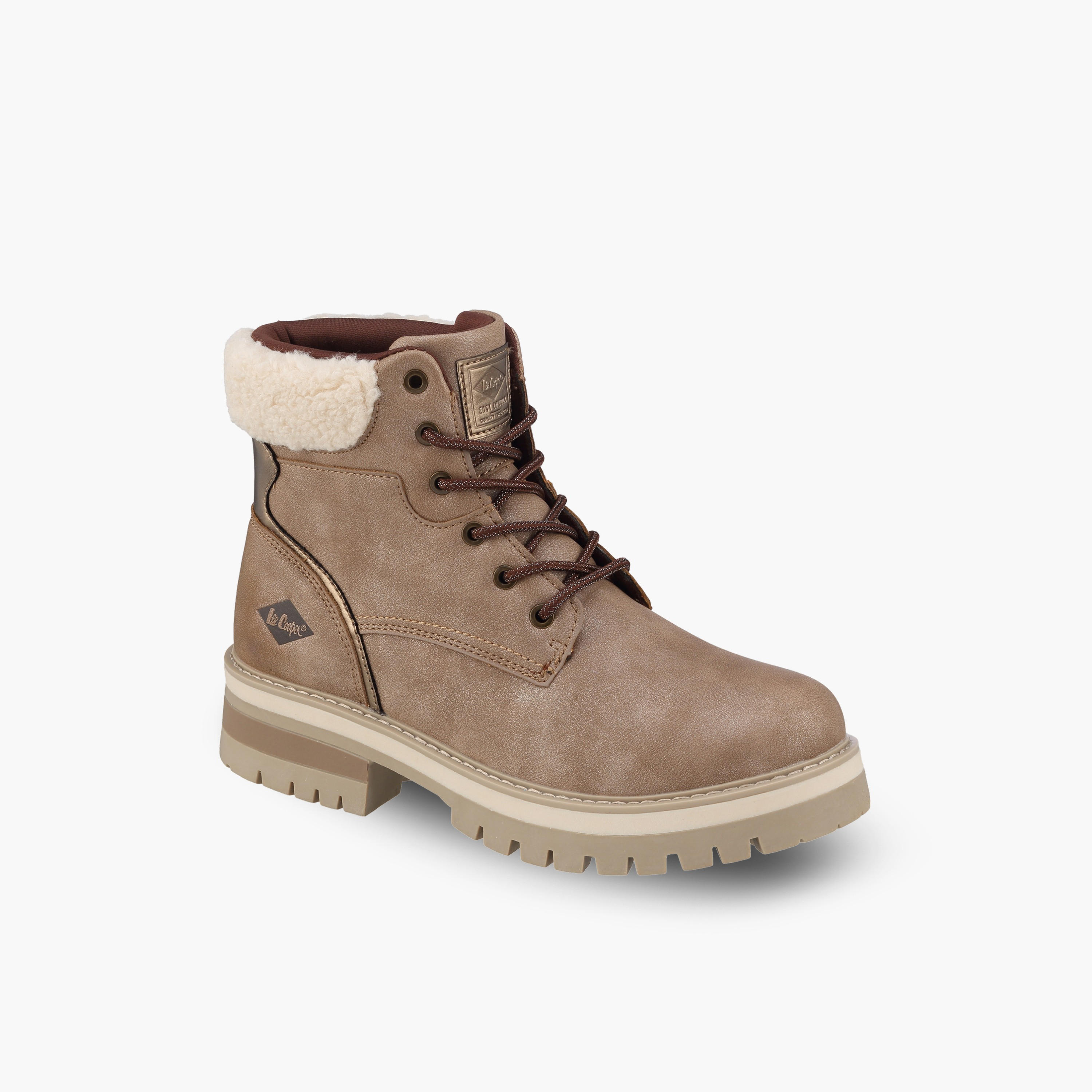 Lee Cooper Women Faux Fur Lace-Up Ankle Boots-women-shoes-boots-image-2