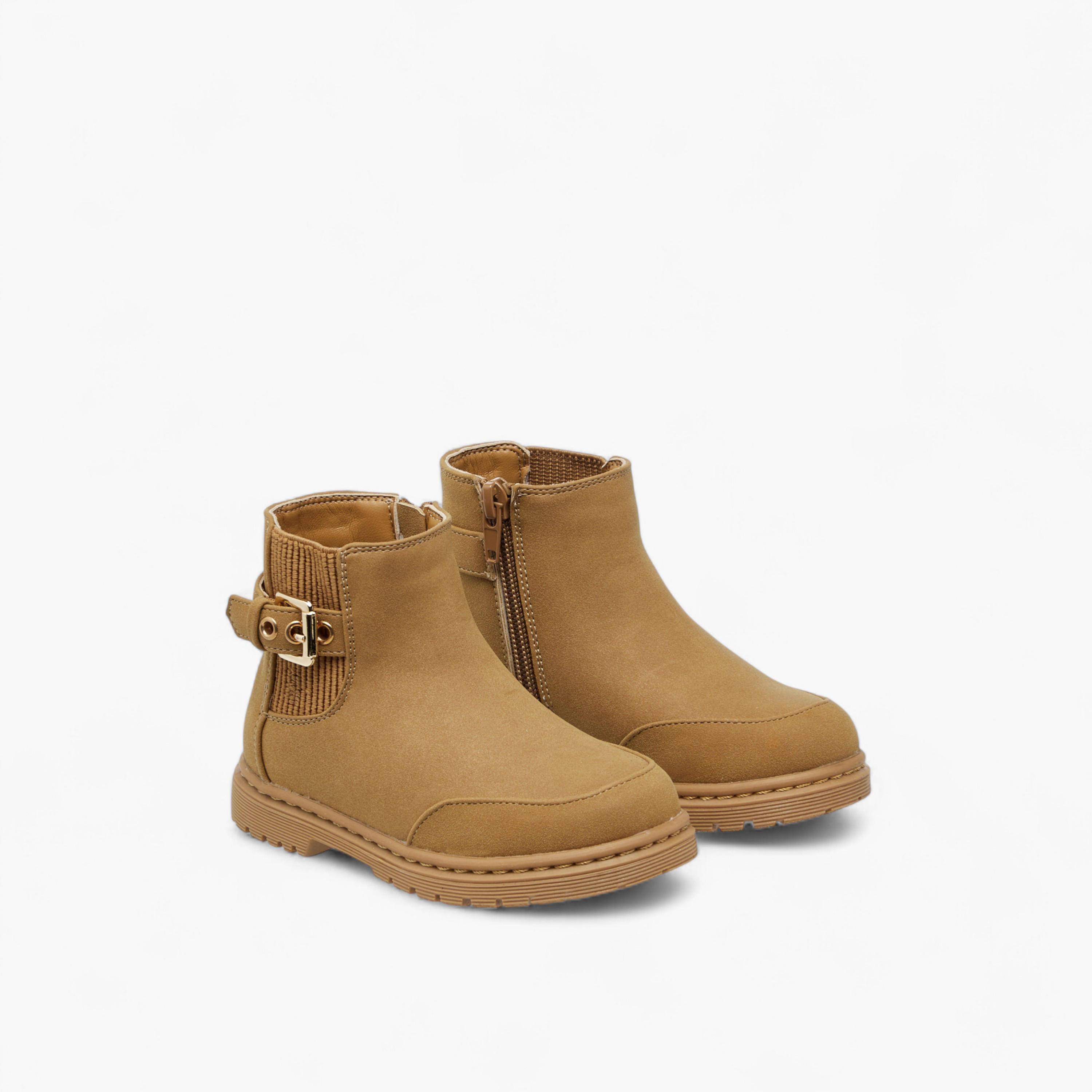بوت سادة بسحاب إغلاق وتفاصيل إبزيم من فلورا بيلا-girls-shoes-boots-image-1