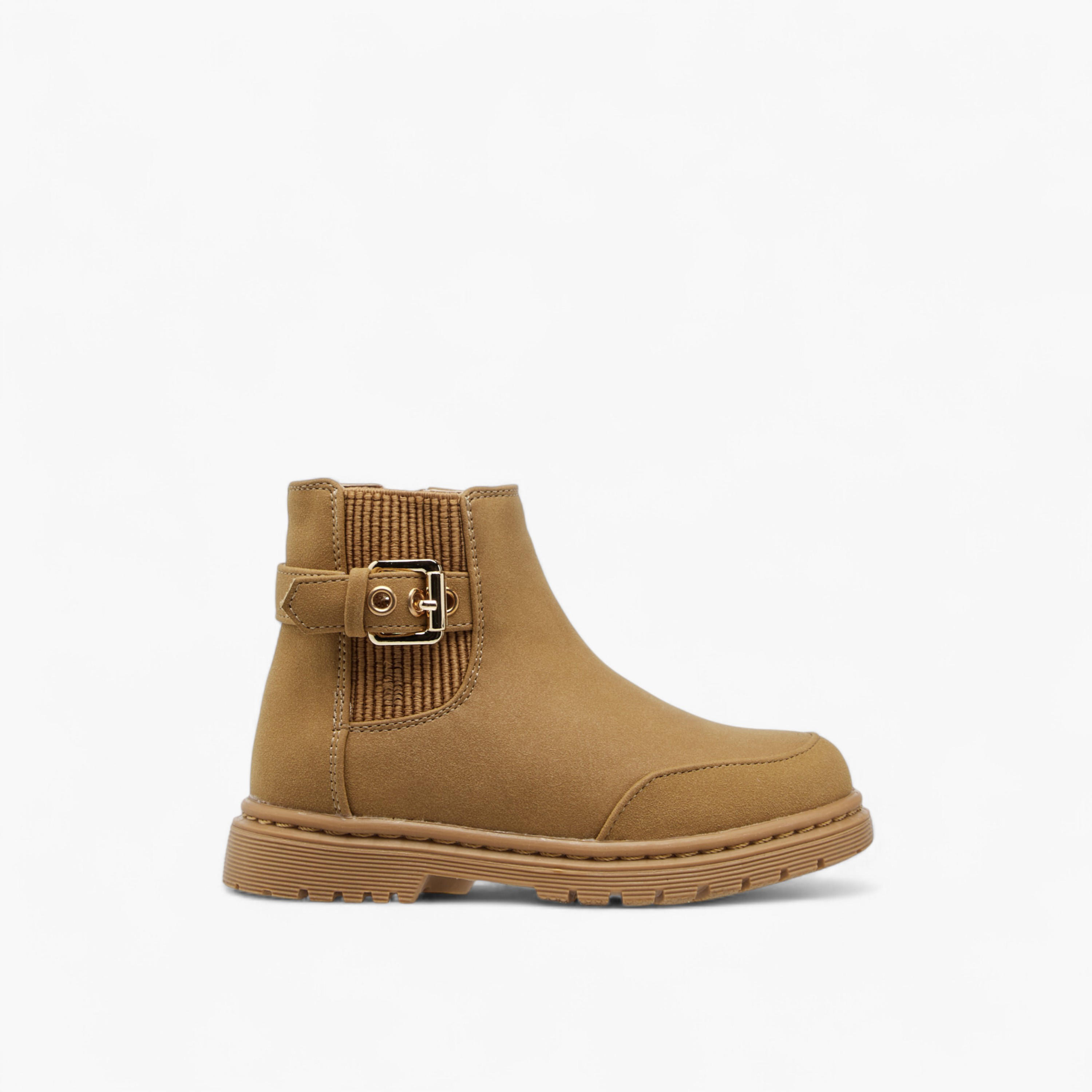 بوت سادة بسحاب إغلاق وتفاصيل إبزيم من فلورا بيلا-girls-shoes-boots-image-3