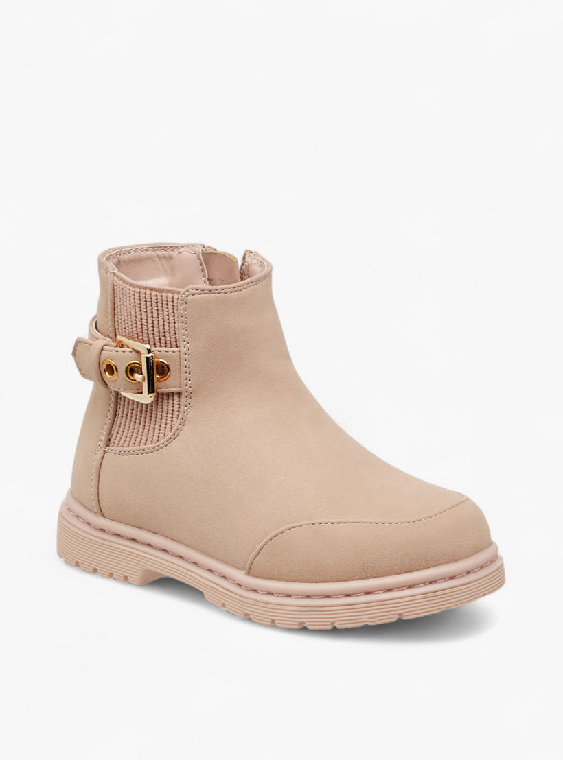 بوت سادة بسحاب إغلاق وتفاصيل إبزيم من فلورا بيلا-girls-shoes-boots-image-2