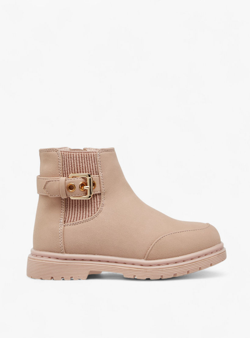 بوت سادة بسحاب إغلاق وتفاصيل إبزيم من فلورا بيلا-girls-shoes-boots-image-3
