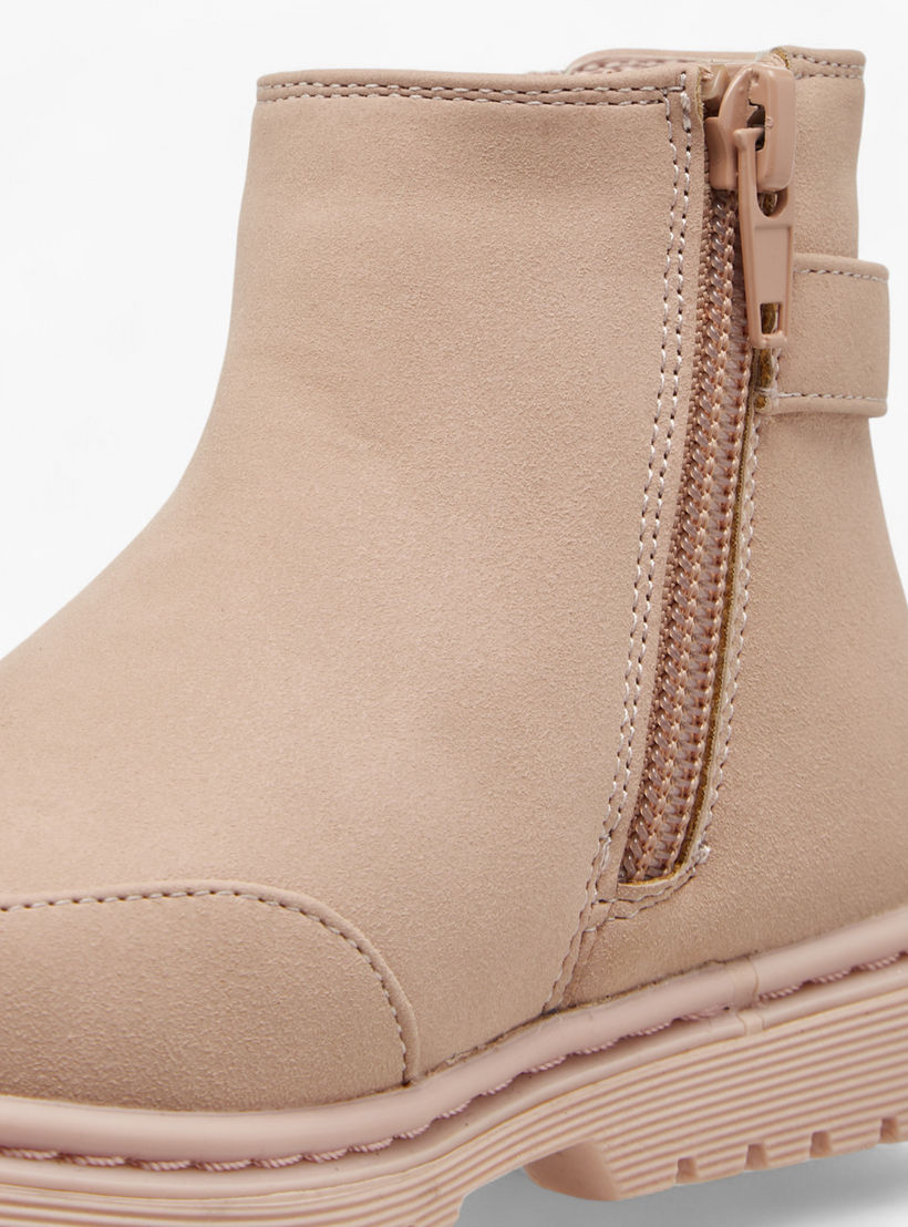بوت سادة بسحاب إغلاق وتفاصيل إبزيم من فلورا بيلا-girls-shoes-boots-image-4