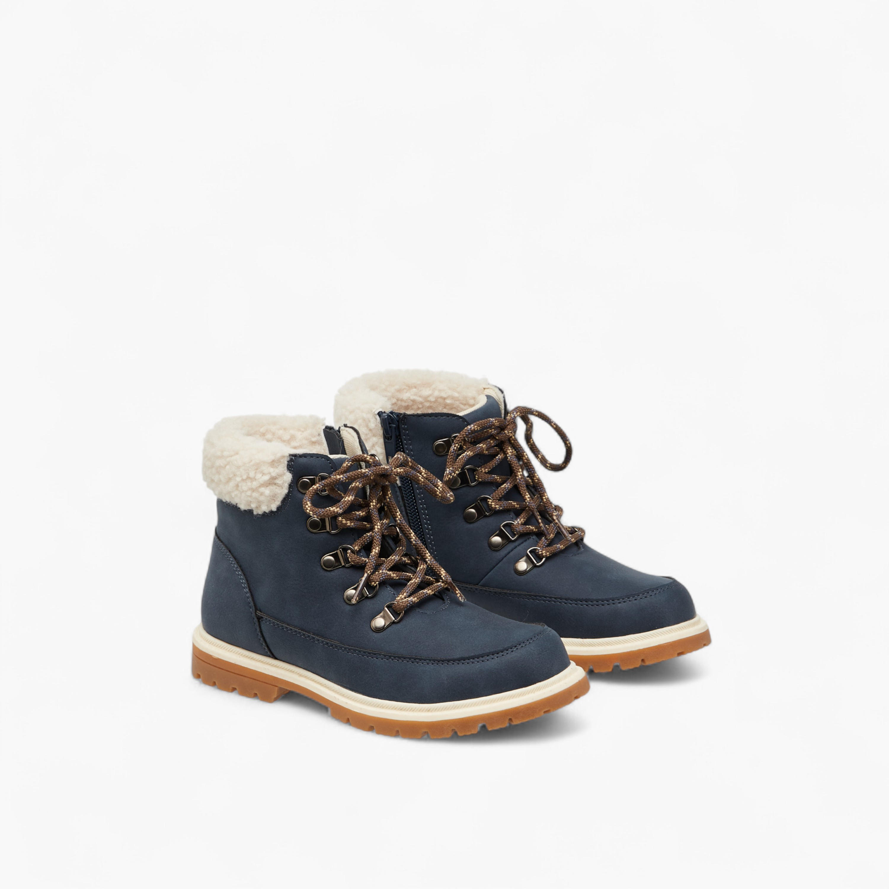 LBL by Shoexpress Solid Faux Fur Trim Boots with Zip Closure-boys-shoes-boots-image-1