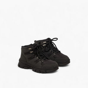 LBL by Shoexpress Panelled Boots with Zip Closure-boys-shoes-image-1