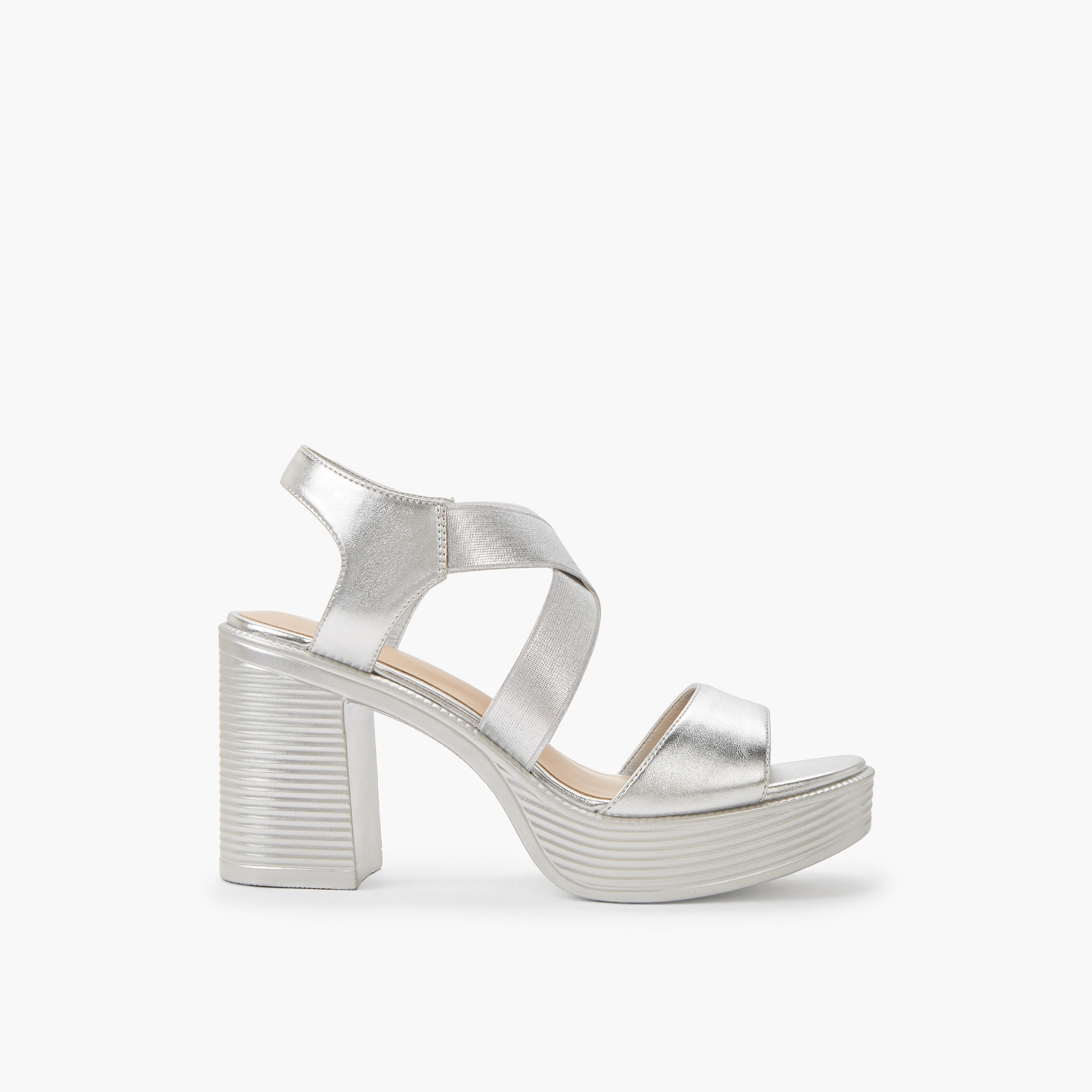 صندل معدني خفيف الوزن بكعب عريض وأشرطة متقاطعة مرنة للنساء من شورستيب-women-shoes-sandals-heeled-image-3