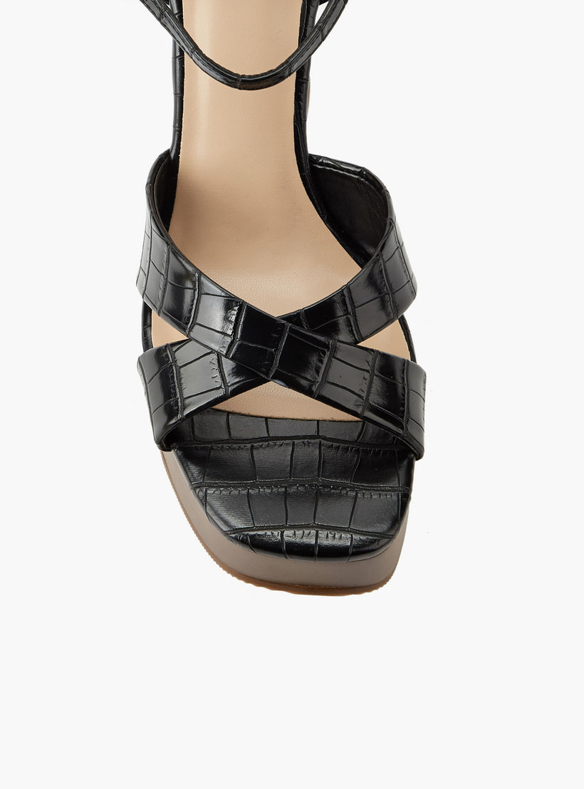 Surestep Women Textured Lightweight Platform Heel Sandals with Ankle Strap-women-shoes-sandals-heeled-image-5