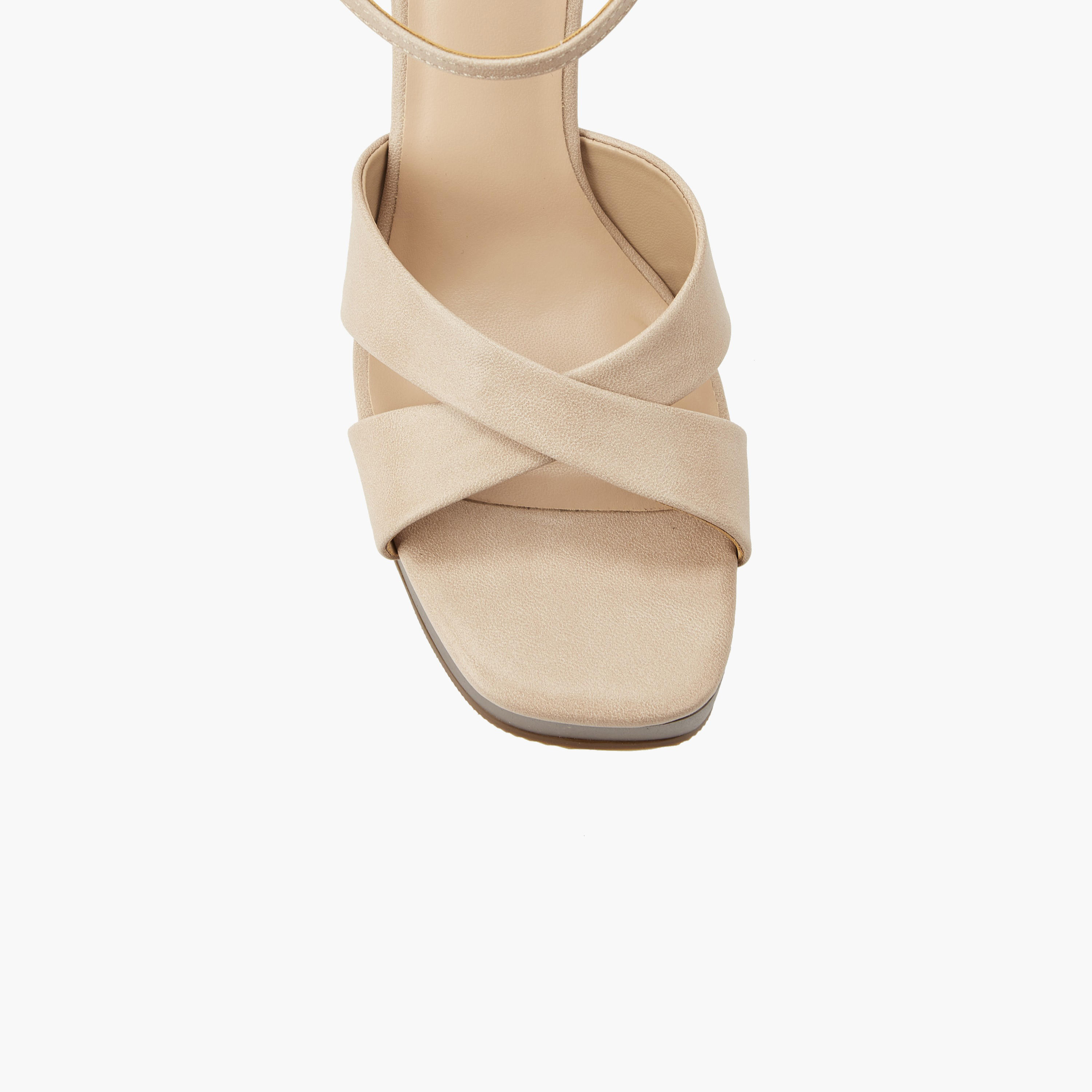 Surestep Women Textured Lightweight Platform Heel Sandals with Ankle Strap-women-shoes-sandals-heeled-image-5