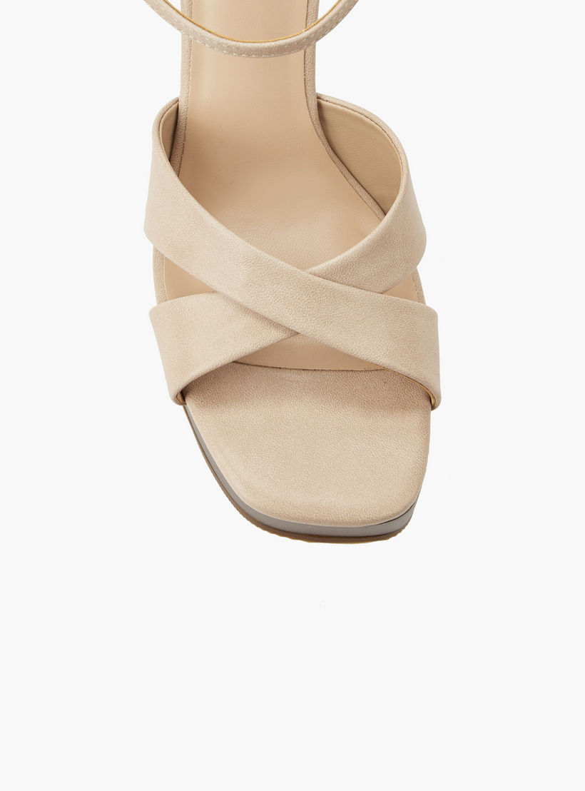 Surestep Women Textured Lightweight Platform Heel Sandals with Ankle Strap-women-shoes-sandals-heeled-image-5