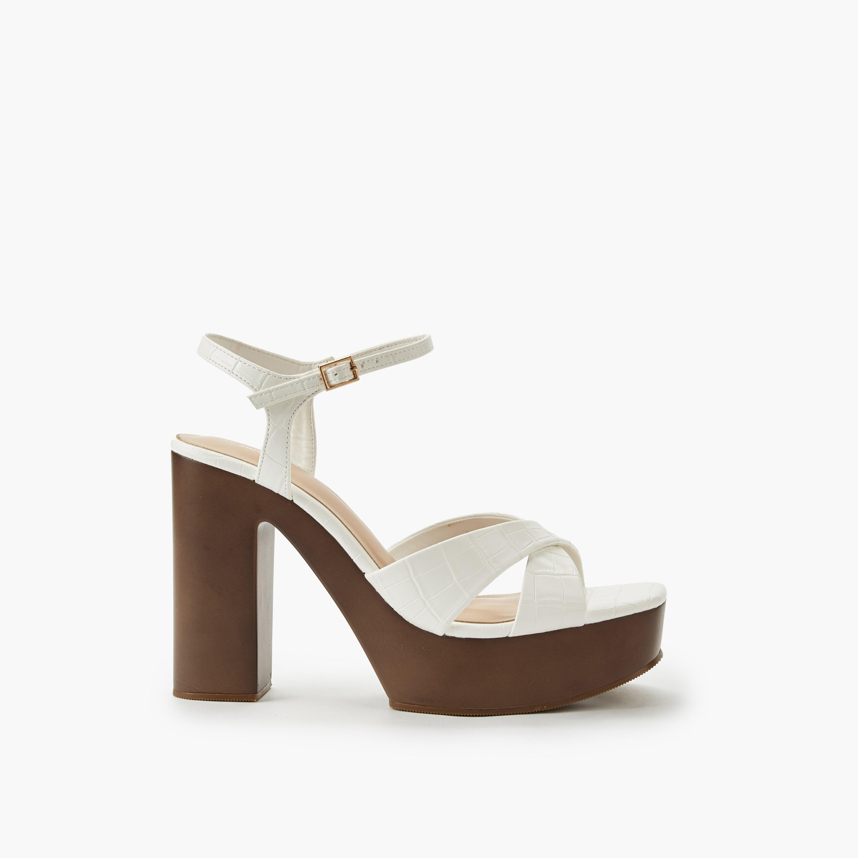 صندل نسائي خفيف الوزن بملمس بارز وكعب بلاتفورم مع حزام للكاحل-women-shoes-sandals-heeled-image-3