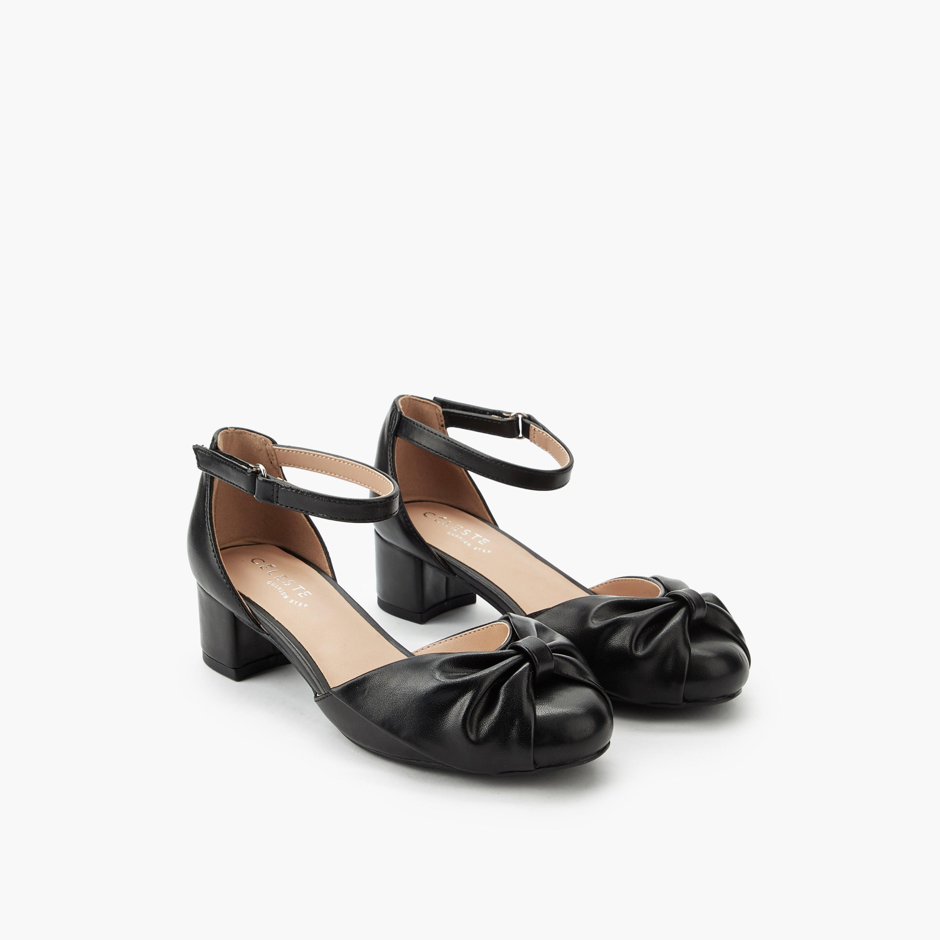 Celeste Girls Twisted Bow Detail Block Heel Sandals-girls-shoes-sandals-image-1