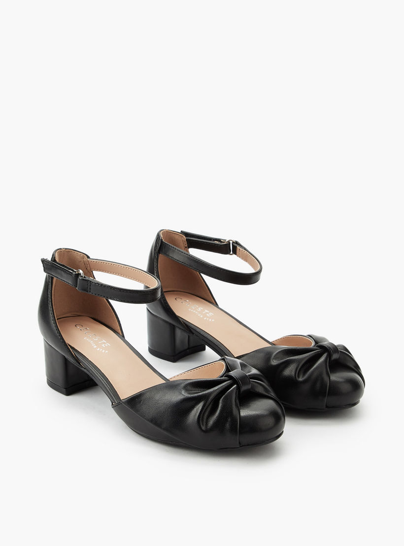 Celeste Girls Twisted Bow Detail Block Heel Sandals-girls-shoes-sandals-image-1