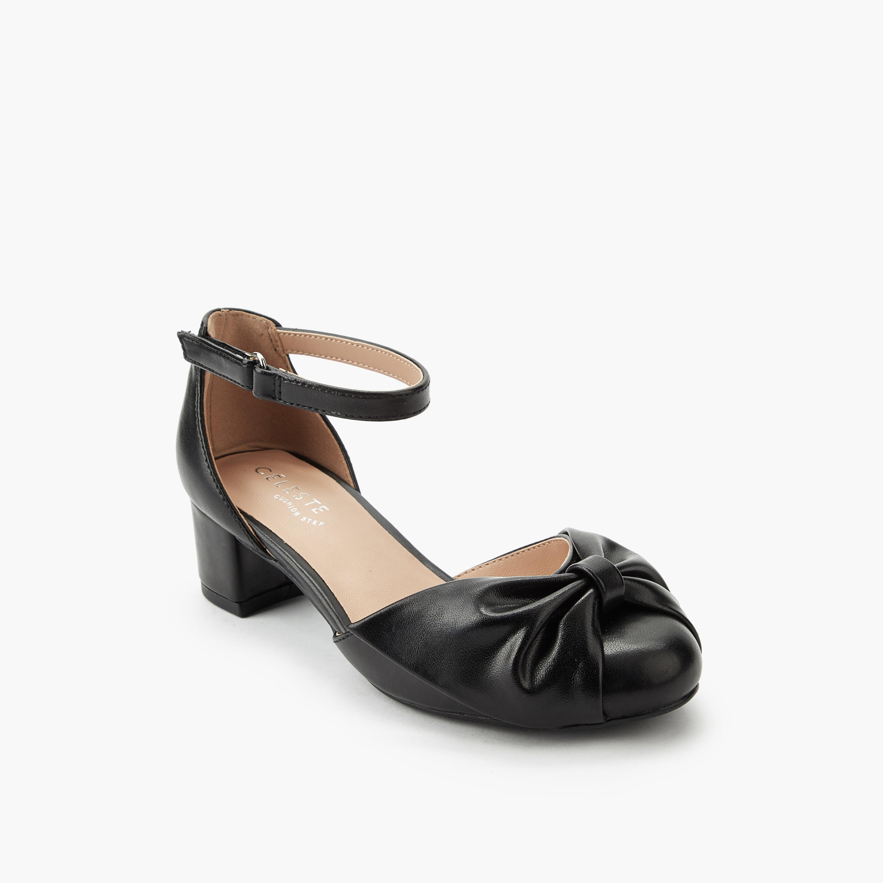 Celeste Girls Twisted Bow Detail Block Heel Sandals-girls-shoes-sandals-image-2