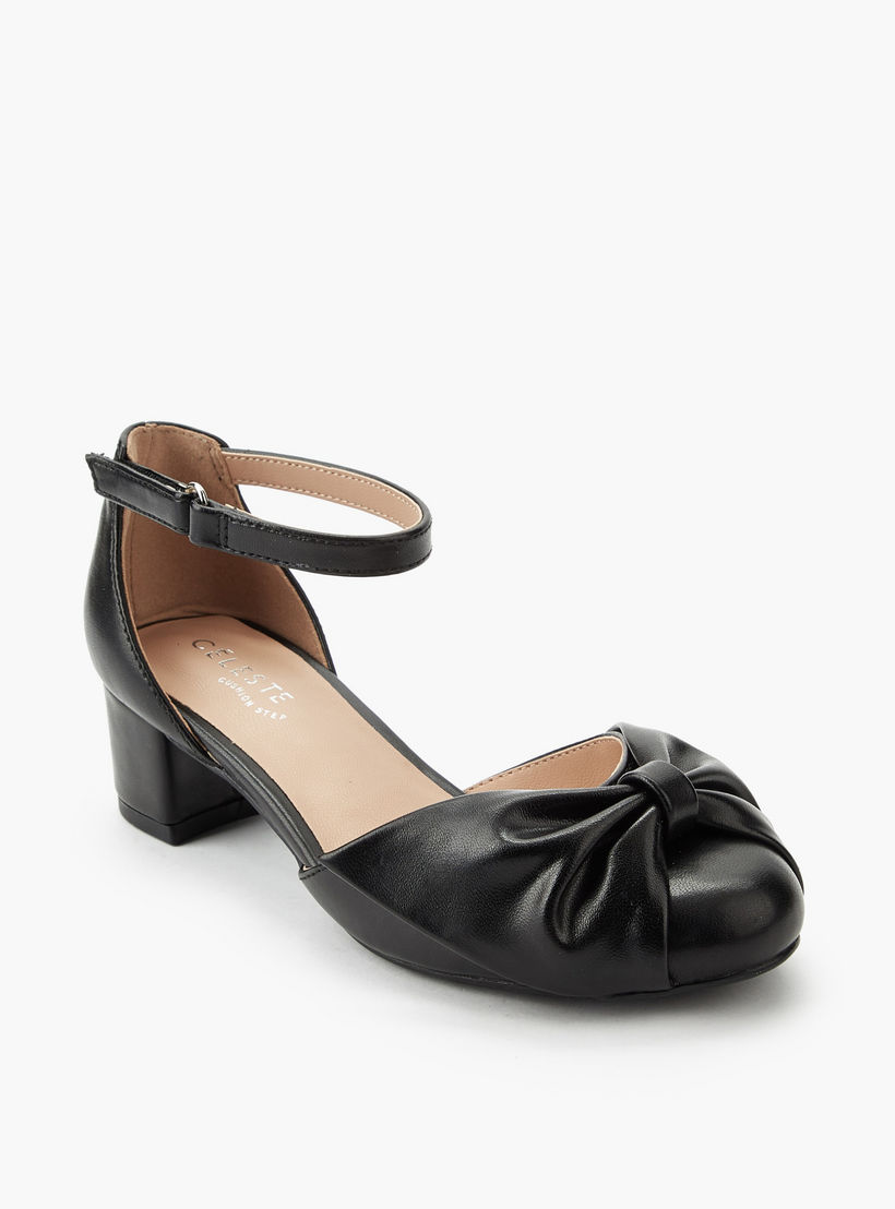 Celeste Girls Twisted Bow Detail Block Heel Sandals-girls-shoes-sandals-image-2