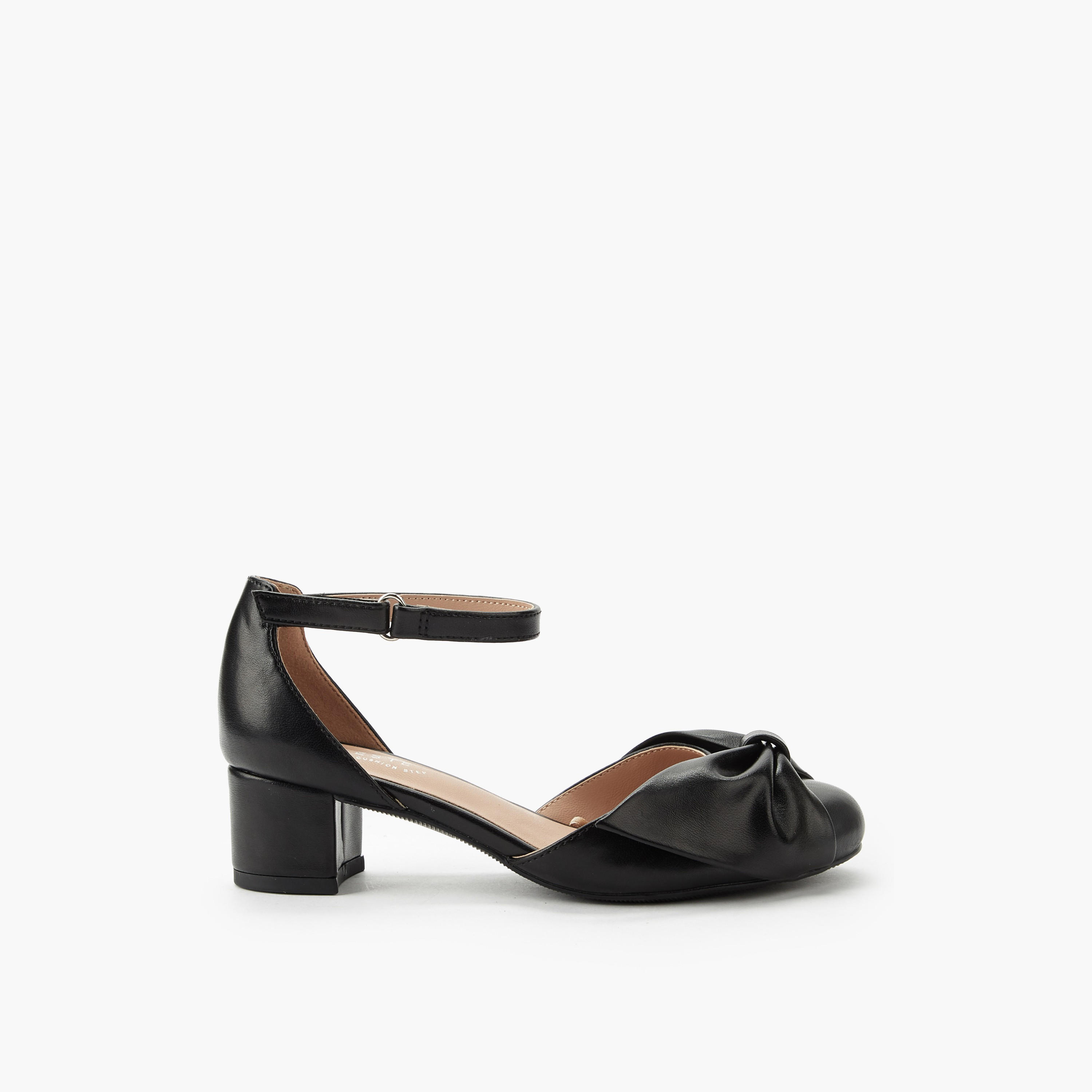 Celeste Girls Twisted Bow Detail Block Heel Sandals-girls-shoes-sandals-image-3
