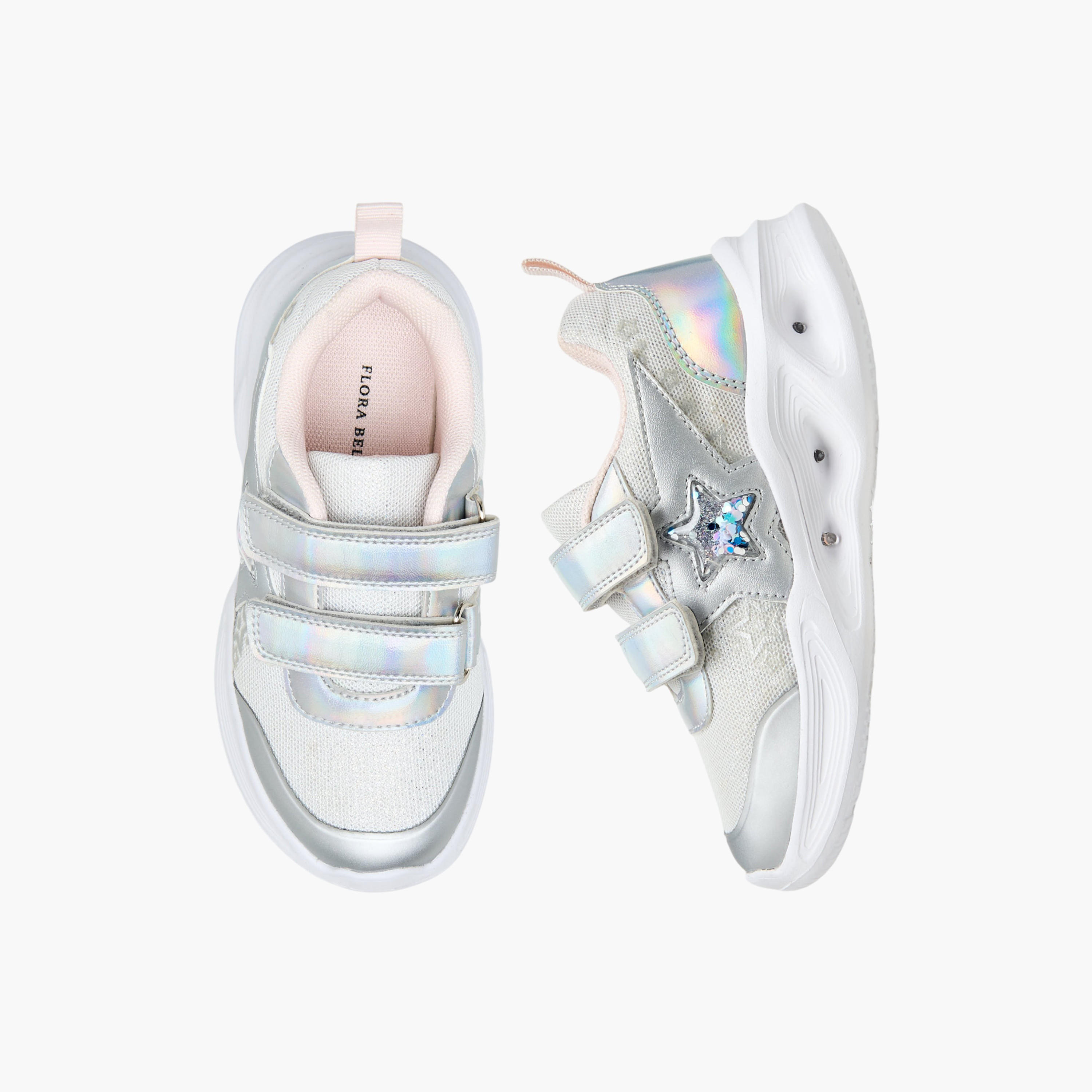 حذاء سنيكرز بشريط إغلاق لاصق وتزيينات نجوم للبنات من فلورا بيلا-girls-shoes-sneakers-image-1