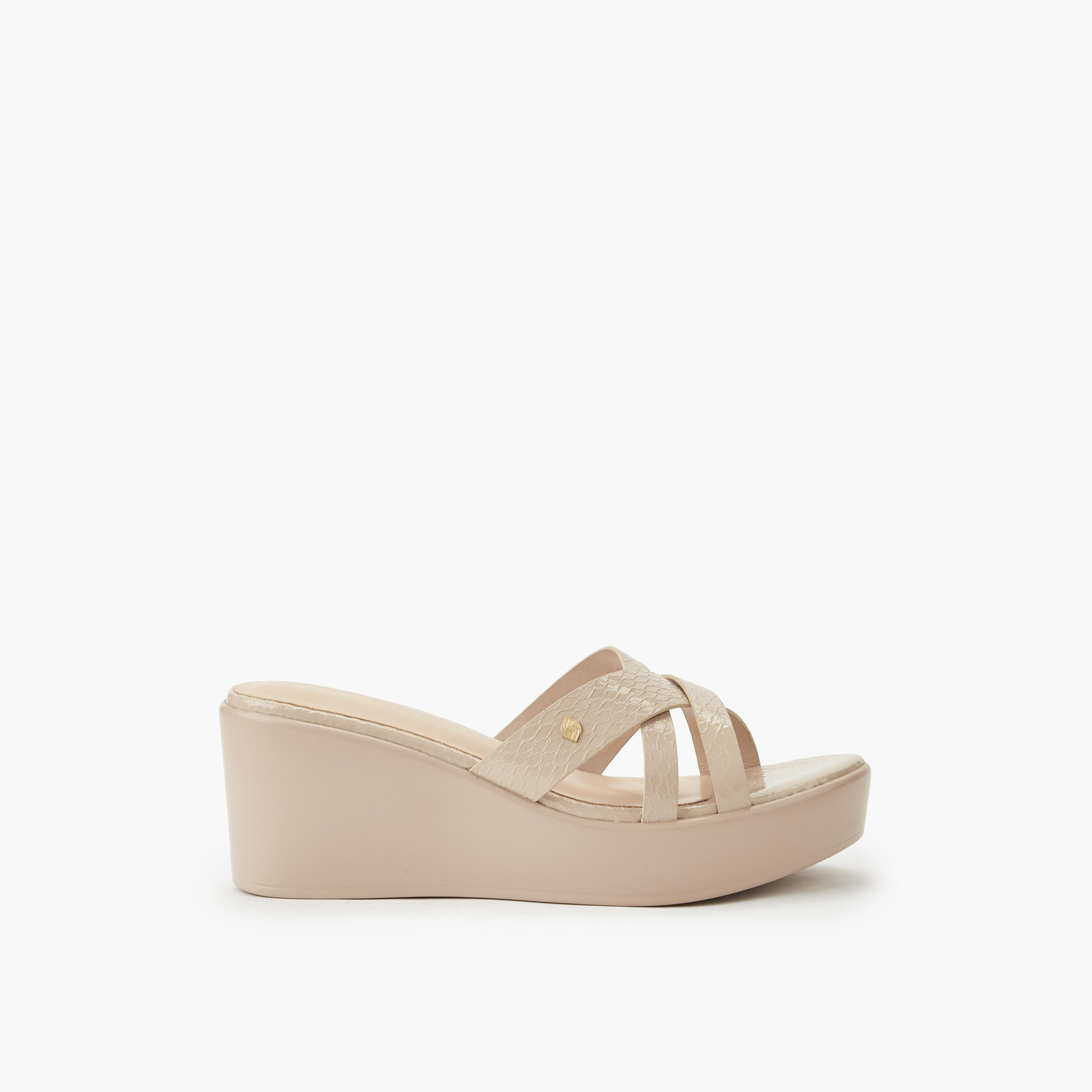 Surestep Women Textured Lightweight Wedge Heel Cross Strap Sandals-women-shoes-sandals-heeled-image-3