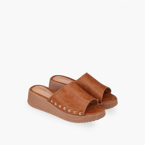 Surestep Women Lightweight Textured Flatform Heel Sandals with Stud Detailing-women-shoes-sandals-image-1