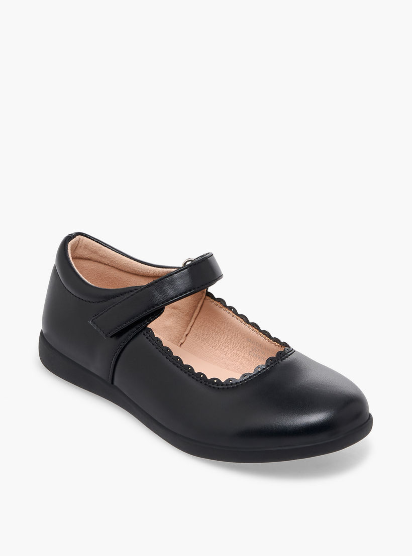 Flora Bella Girls Scalloped Detail Hook & Loop School Shoes-girls-shoes-maryjanes-image-2