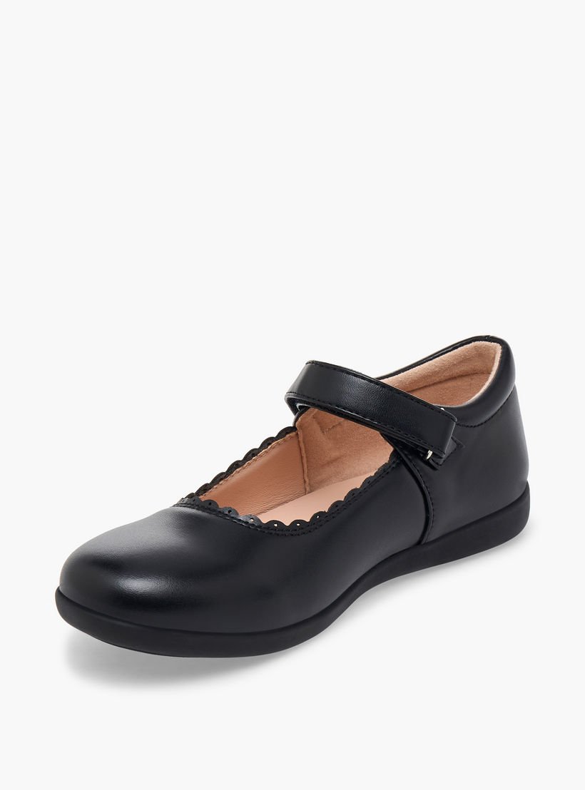 Flora Bella Girls Scalloped Detail Hook & Loop School Shoes-girls-shoes-maryjanes-image-4