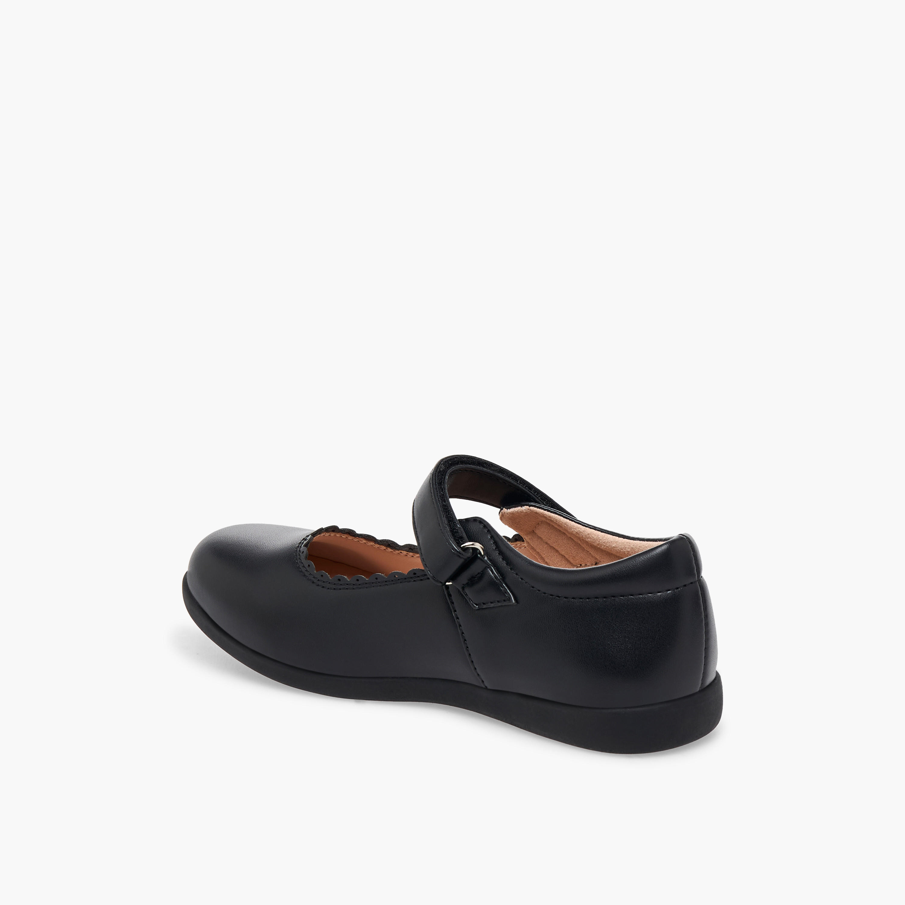 Flora Bella Girls Scalloped Detail Hook & Loop School Shoes-girls-shoes-maryjanes-image-5