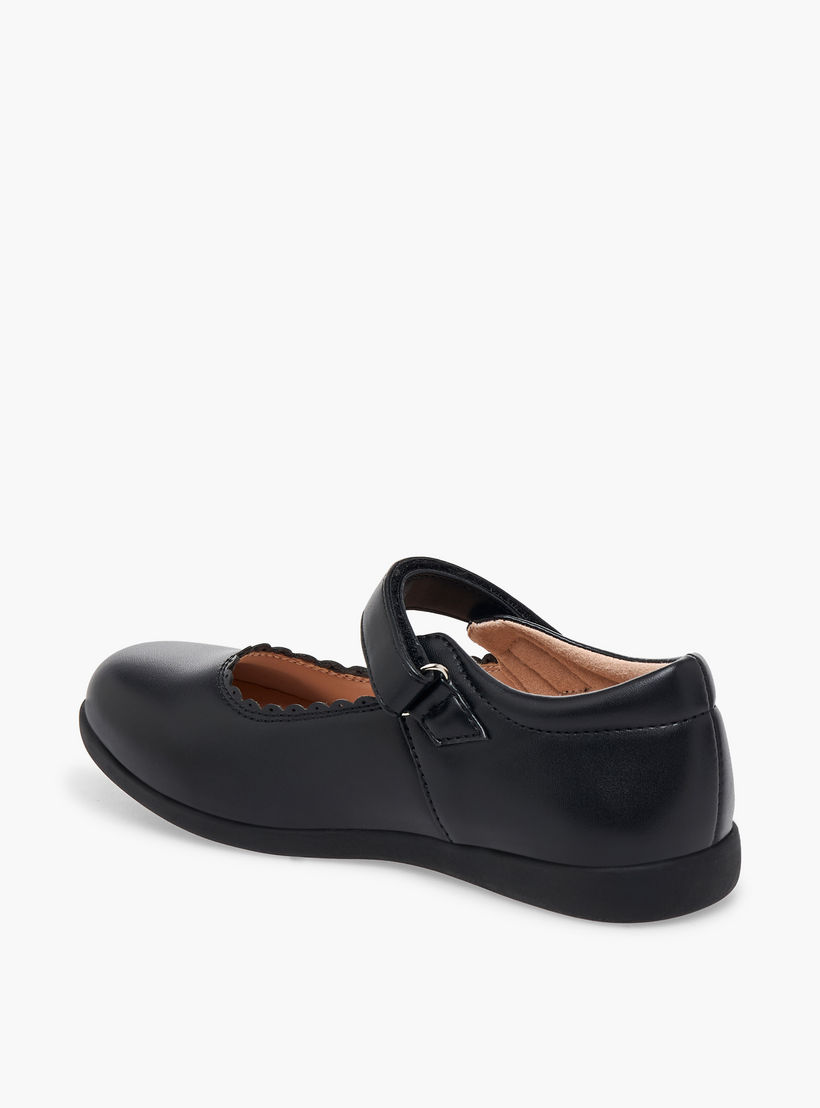 Flora Bella Girls Scalloped Detail Hook & Loop School Shoes-girls-shoes-maryjanes-image-5