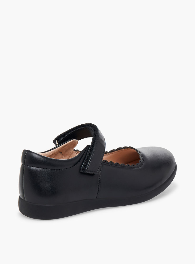 Flora Bella Girls Scalloped Detail Hook & Loop School Shoes-girls-shoes-maryjanes-image-6