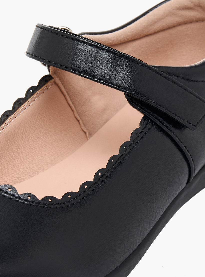 Flora Bella Girls Scalloped Detail Hook & Loop School Shoes-girls-shoes-maryjanes-image-8