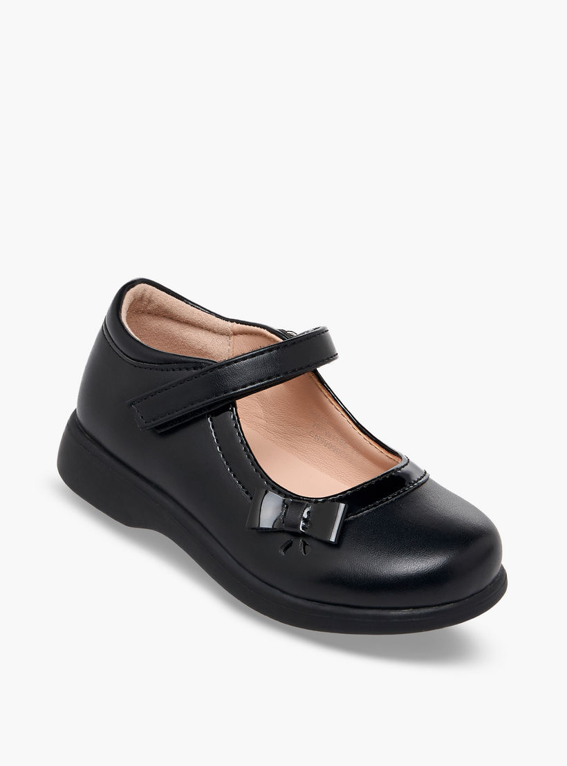 Flora Bella Girls Bow Detail Hook & Loop Mary Jane School Shoes-girls-shoes-maryjanes-image-2